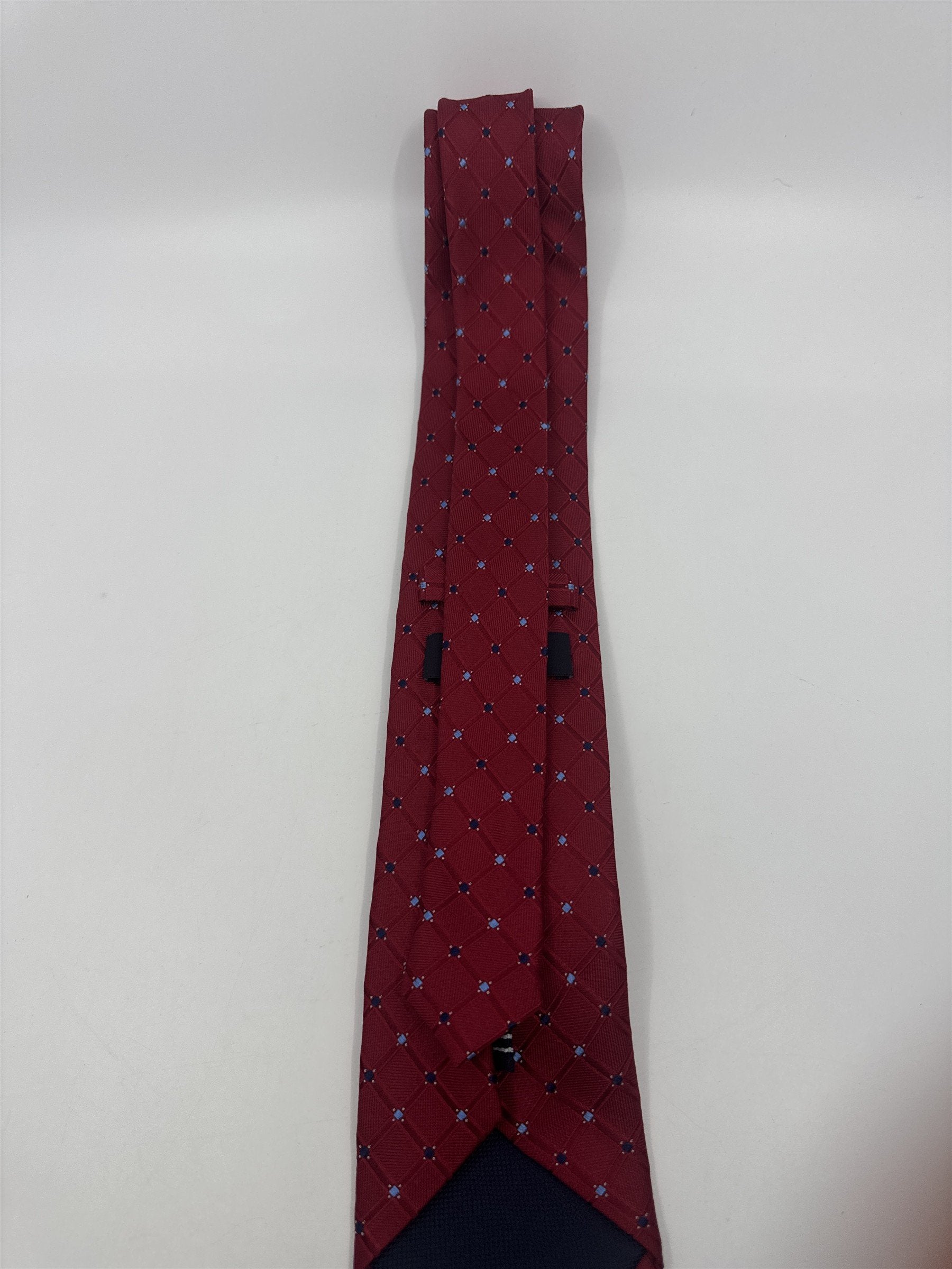 Nautica Since 1983 Red Men's Neck Tie With Small Blue Squares