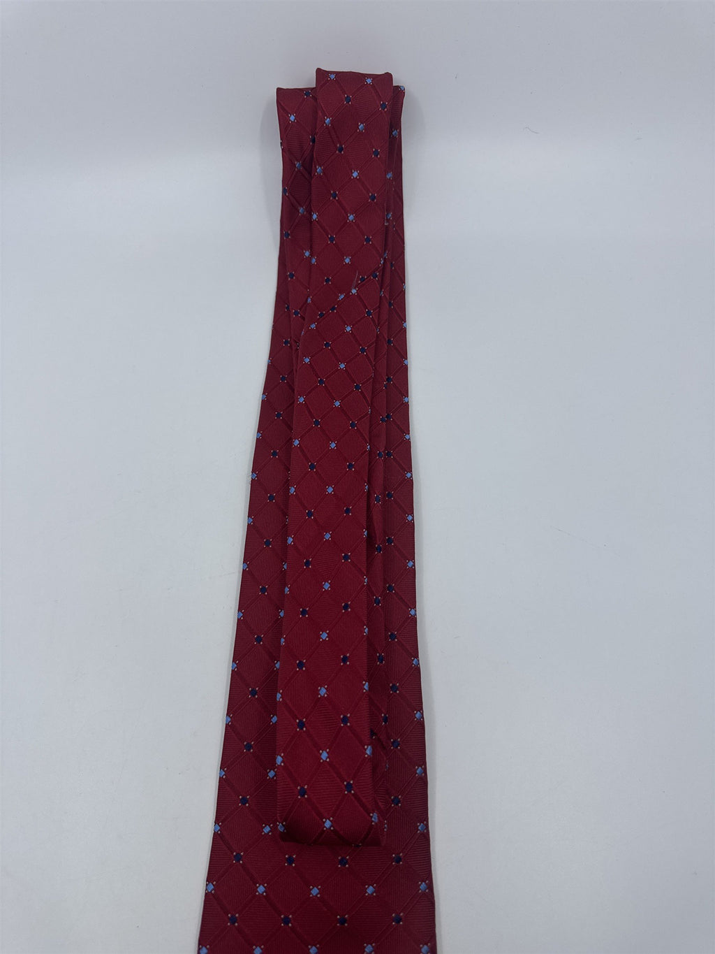 Nautica Since 1983 Red Men's Neck Tie With Small Blue Squares