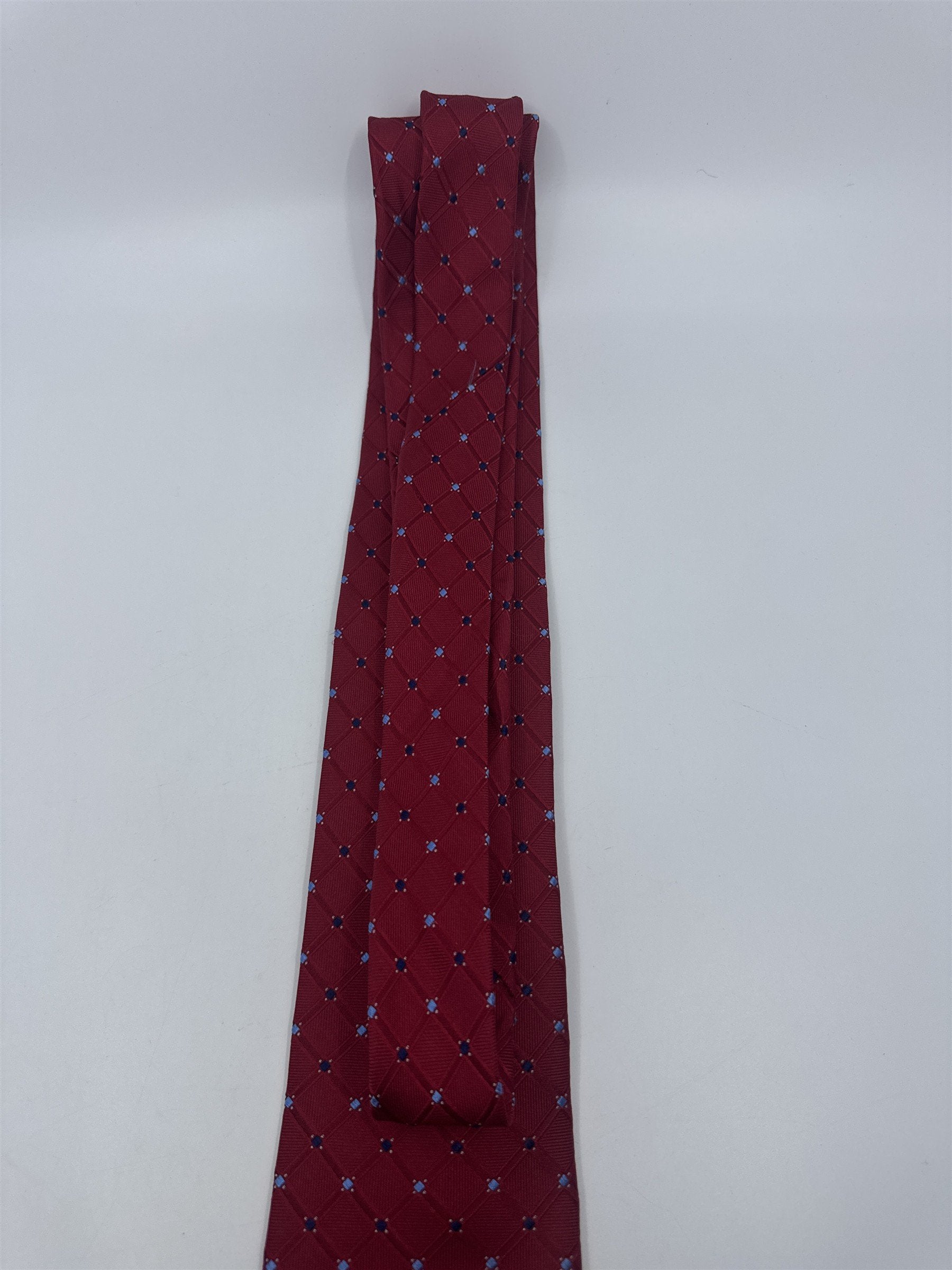 Nautica Since 1983 Red Men's Neck Tie With Small Blue Squares