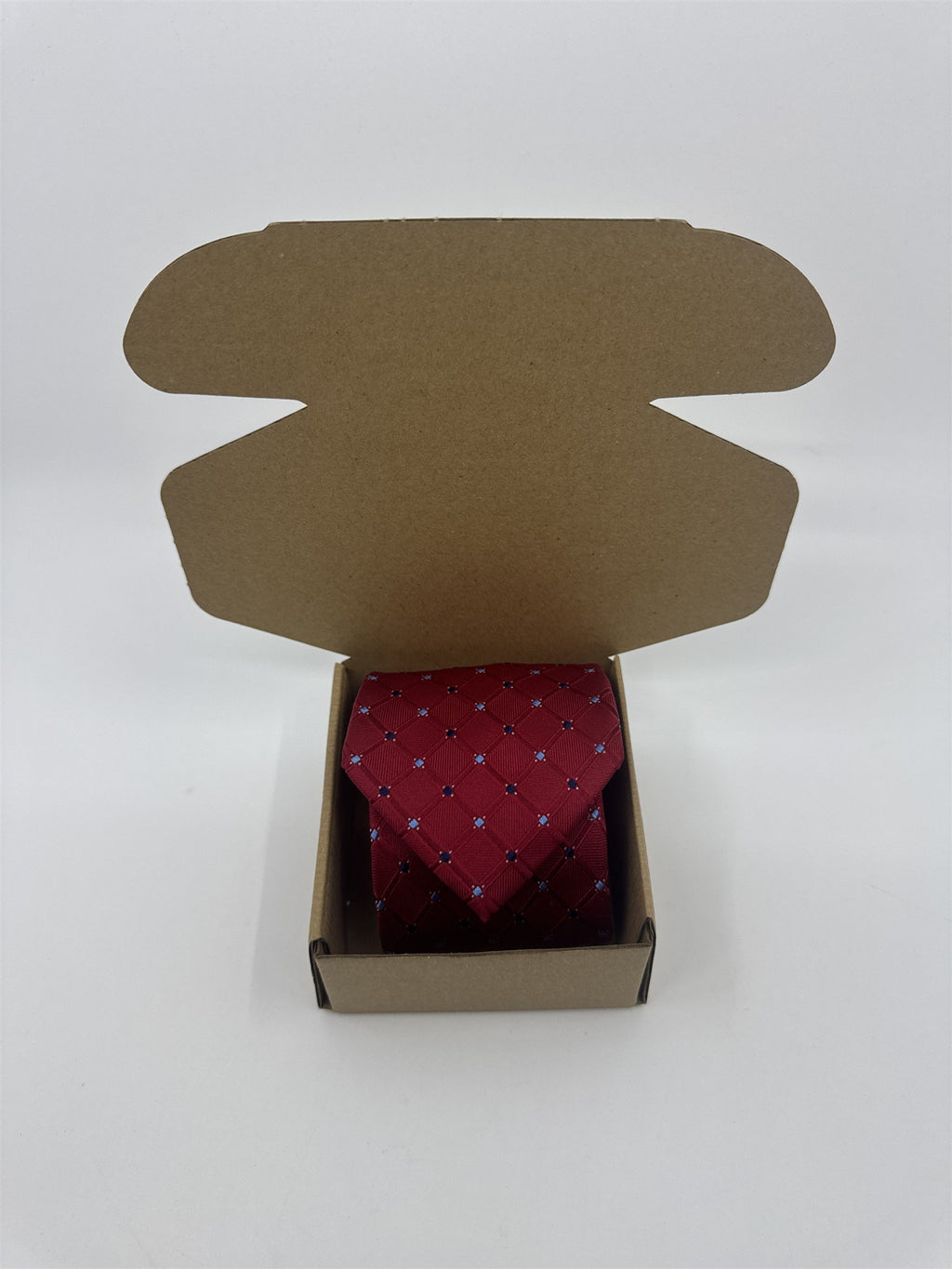 Nautica Since 1983 Red Men's Neck Tie With Small Blue Squares