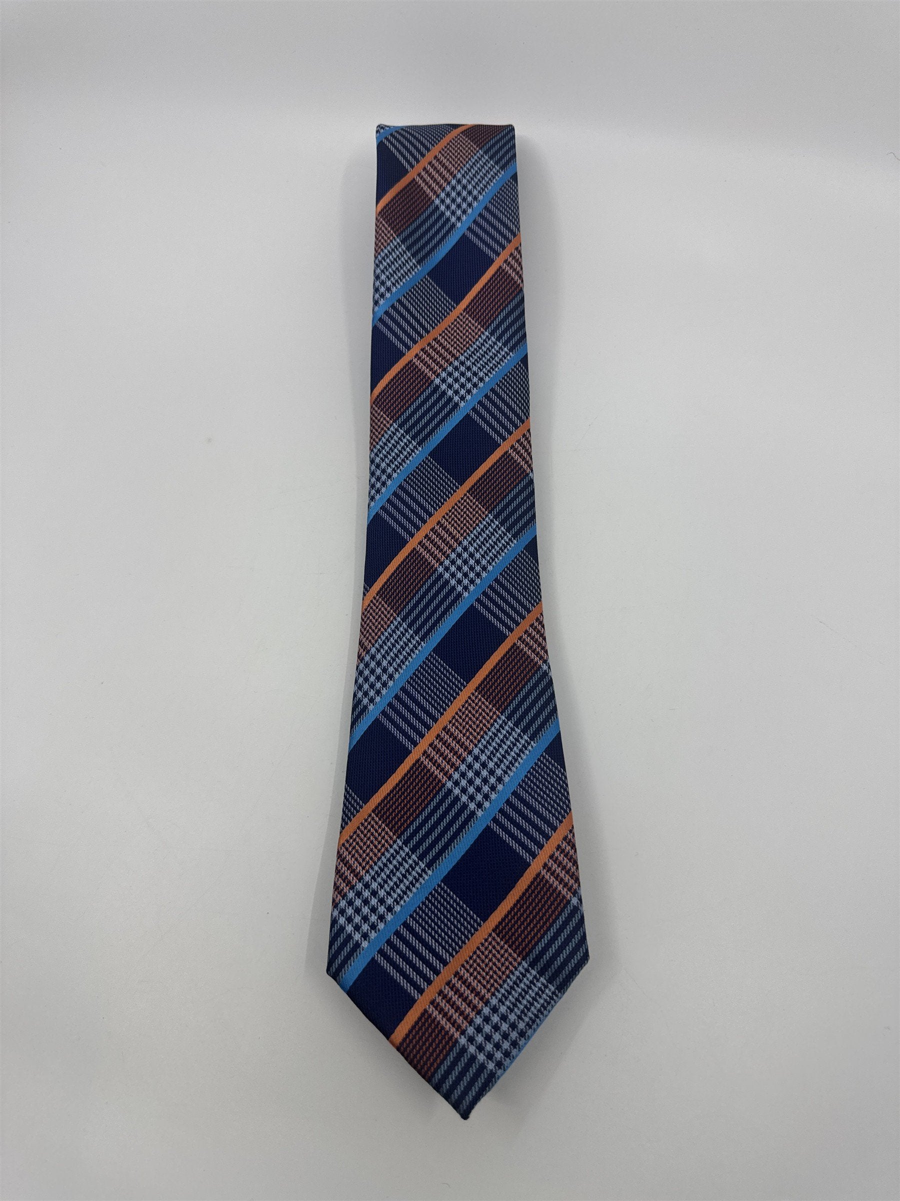 Unbranded Orange and Blue Plaid Men's Neck Tie
