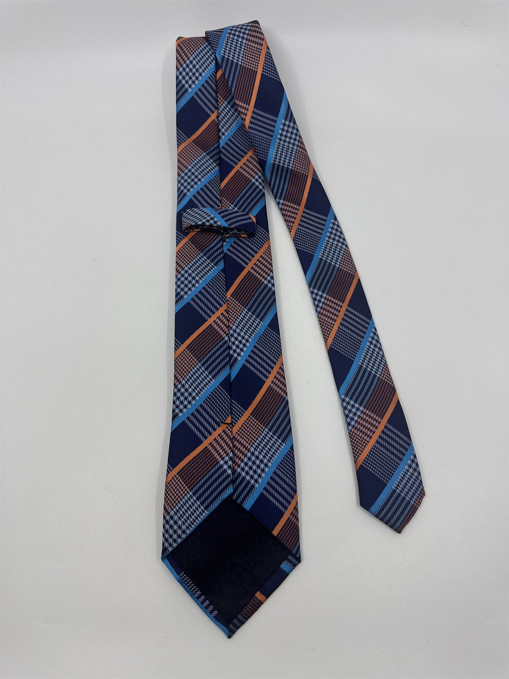 Unbranded Orange and Blue Plaid Men's Neck Tie
