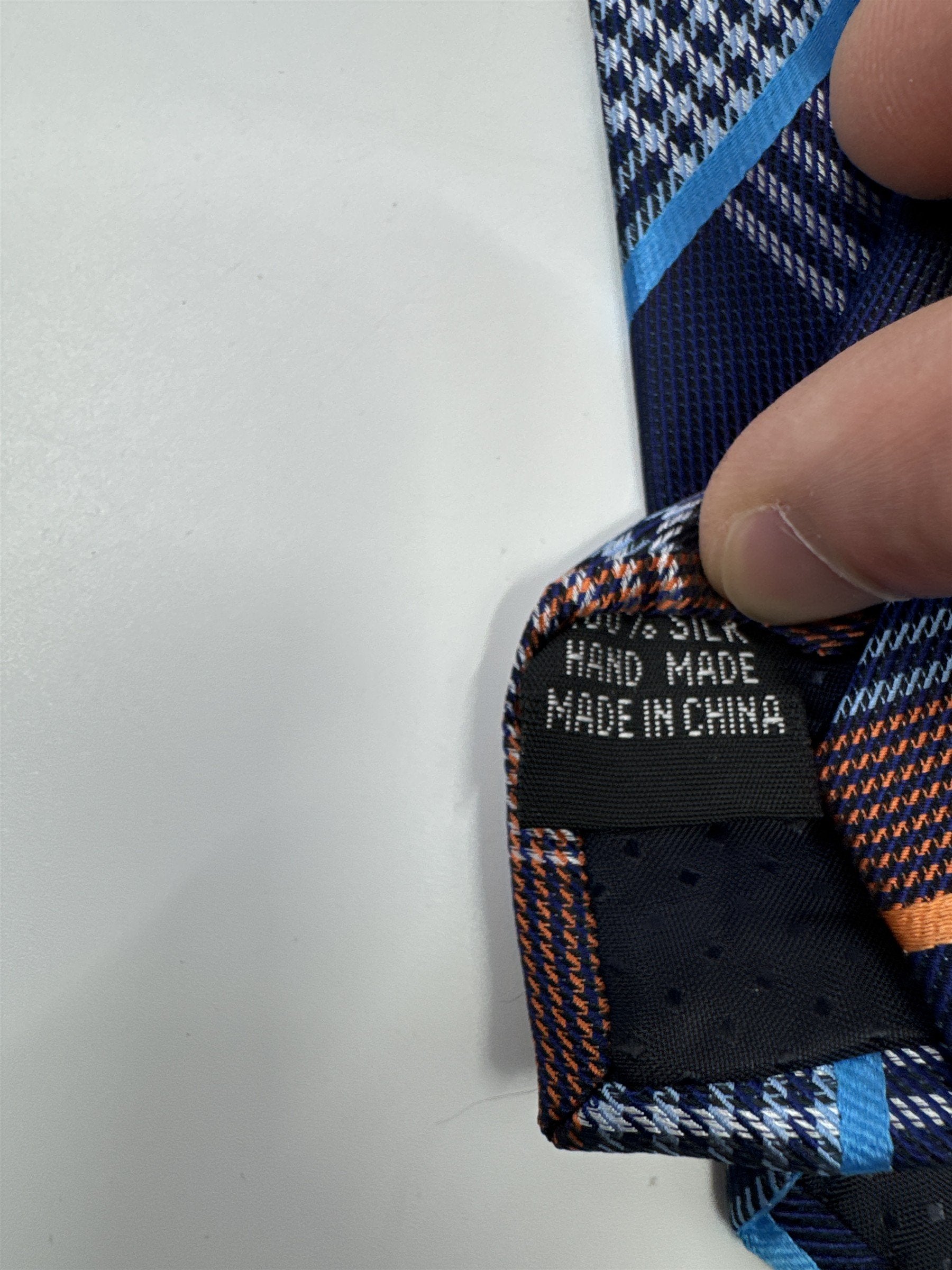 Unbranded Orange and Blue Plaid Men's Neck Tie