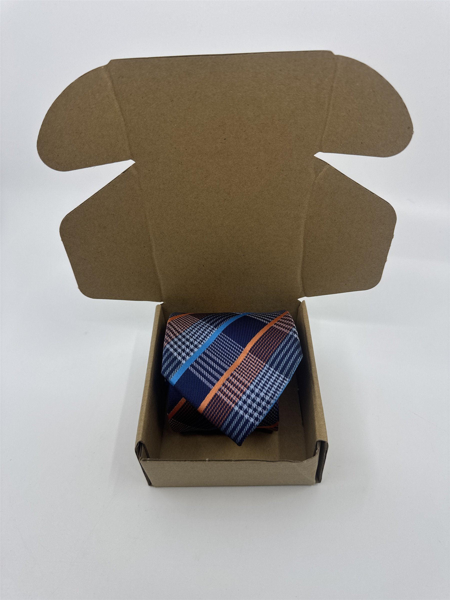 Unbranded Orange and Blue Plaid Men's Neck Tie
