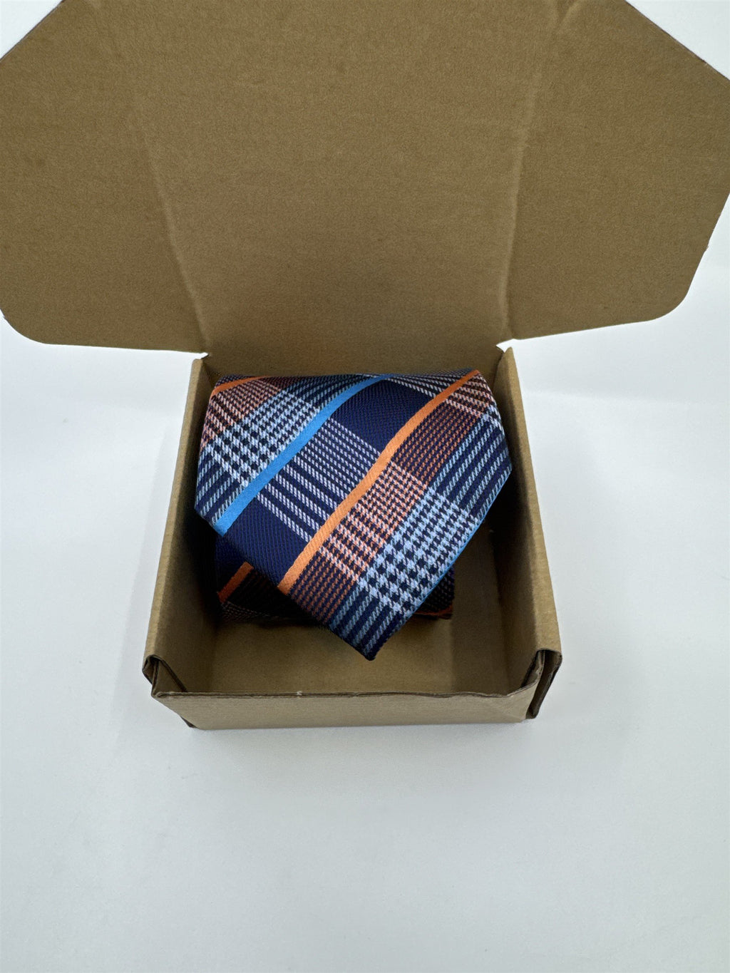 Unbranded Orange and Blue Plaid Men's Neck Tie
