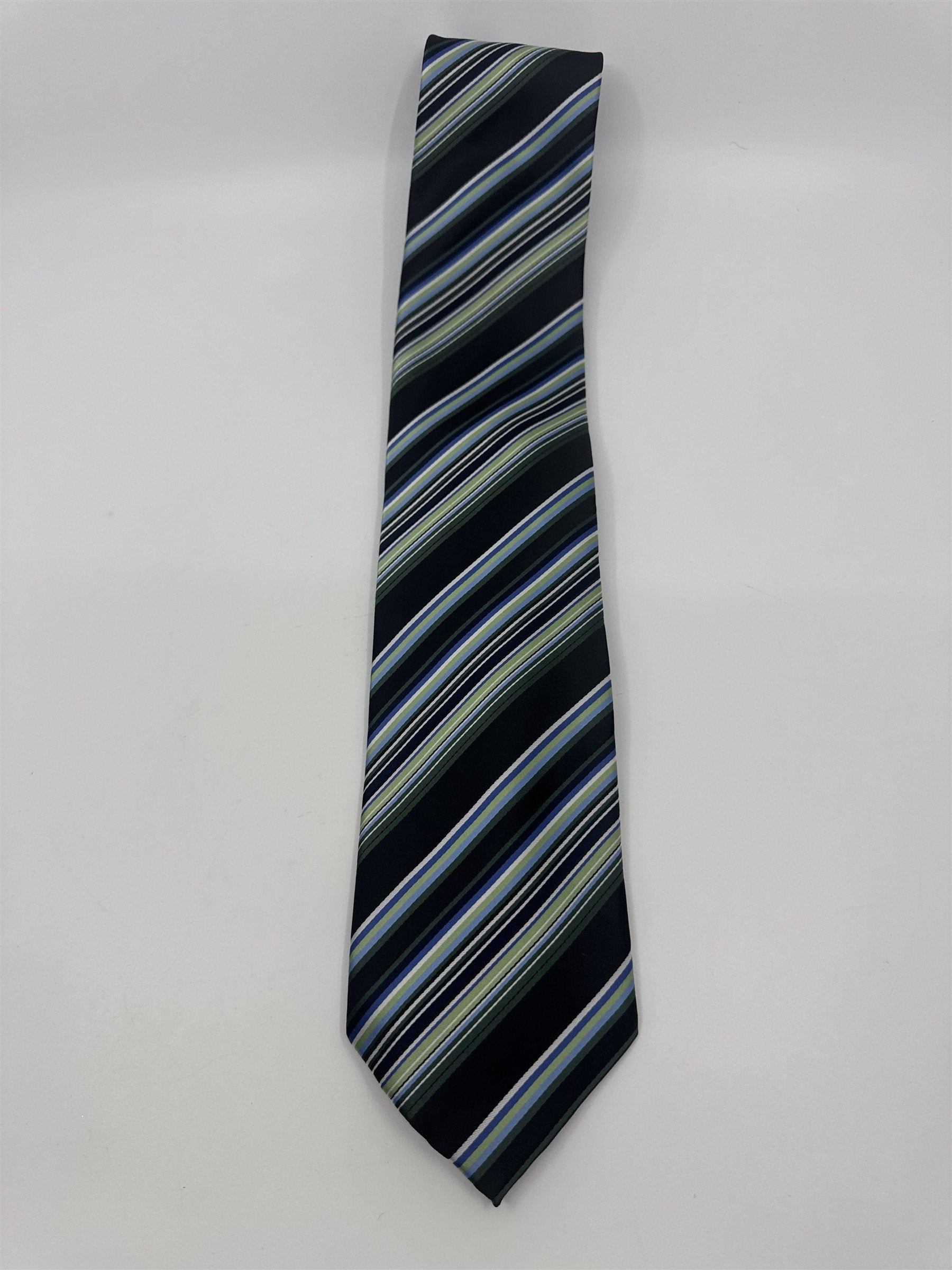 Alexander Julian Colours Black, Blue And Green Striped Men's Neck Tie