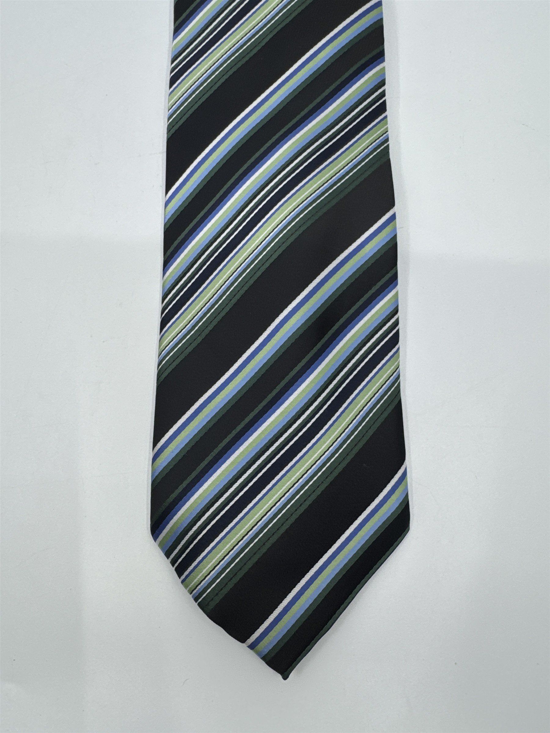 Alexander Julian Colours Black, Blue And Green Striped Men's Neck Tie