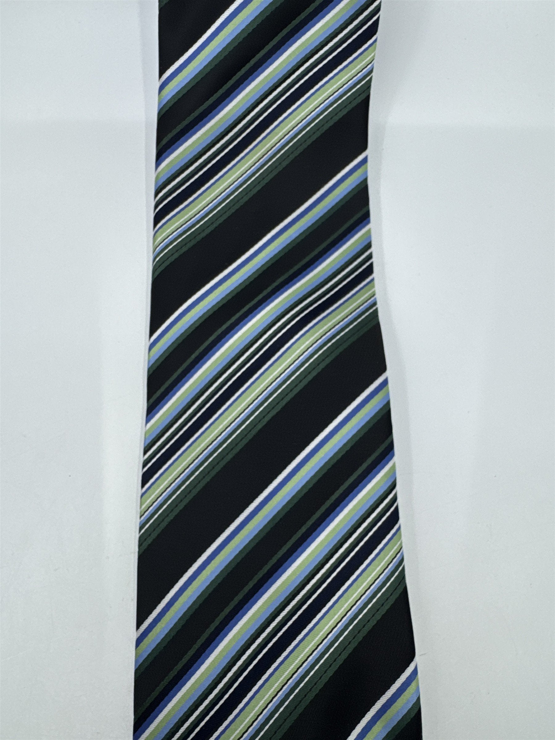 Alexander Julian Colours Black, Blue And Green Striped Men's Neck Tie