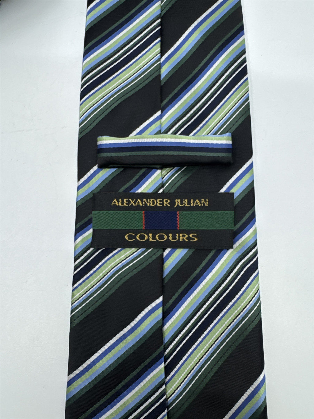 Alexander Julian Colours Black, Blue And Green Striped Men's Neck Tie