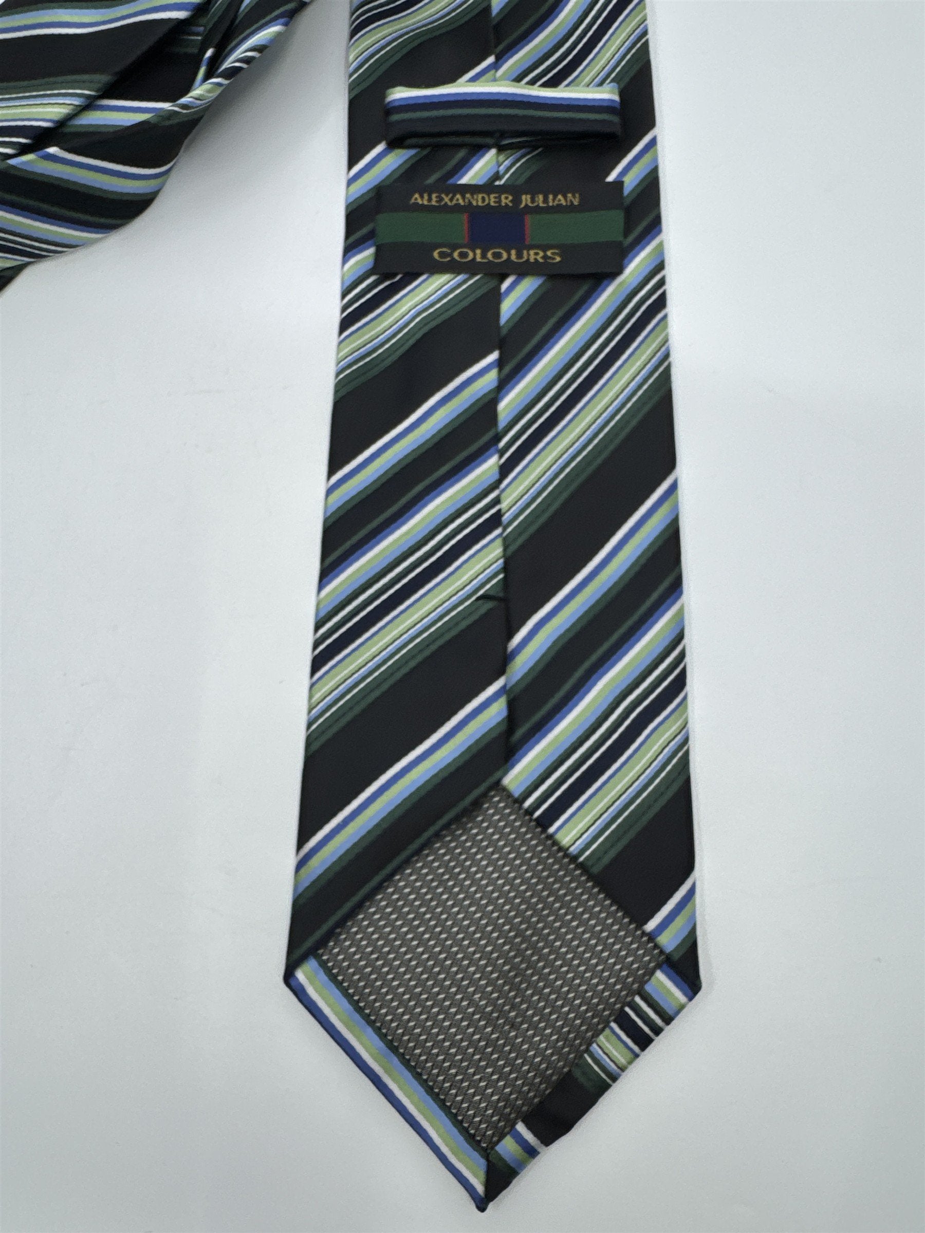 Alexander Julian Colours Black, Blue And Green Striped Men's Neck Tie