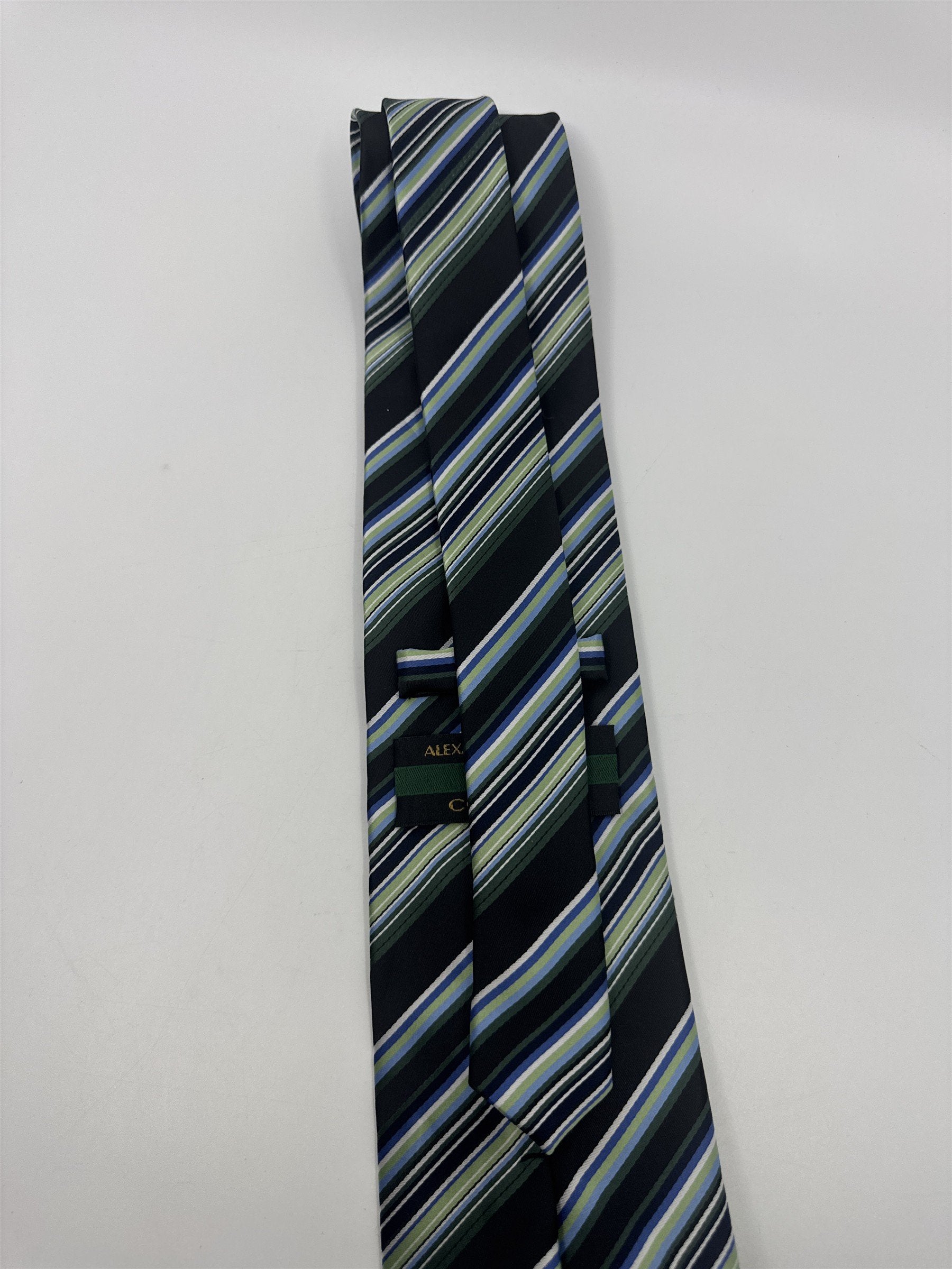 Alexander Julian Colours Black, Blue And Green Striped Men's Neck Tie