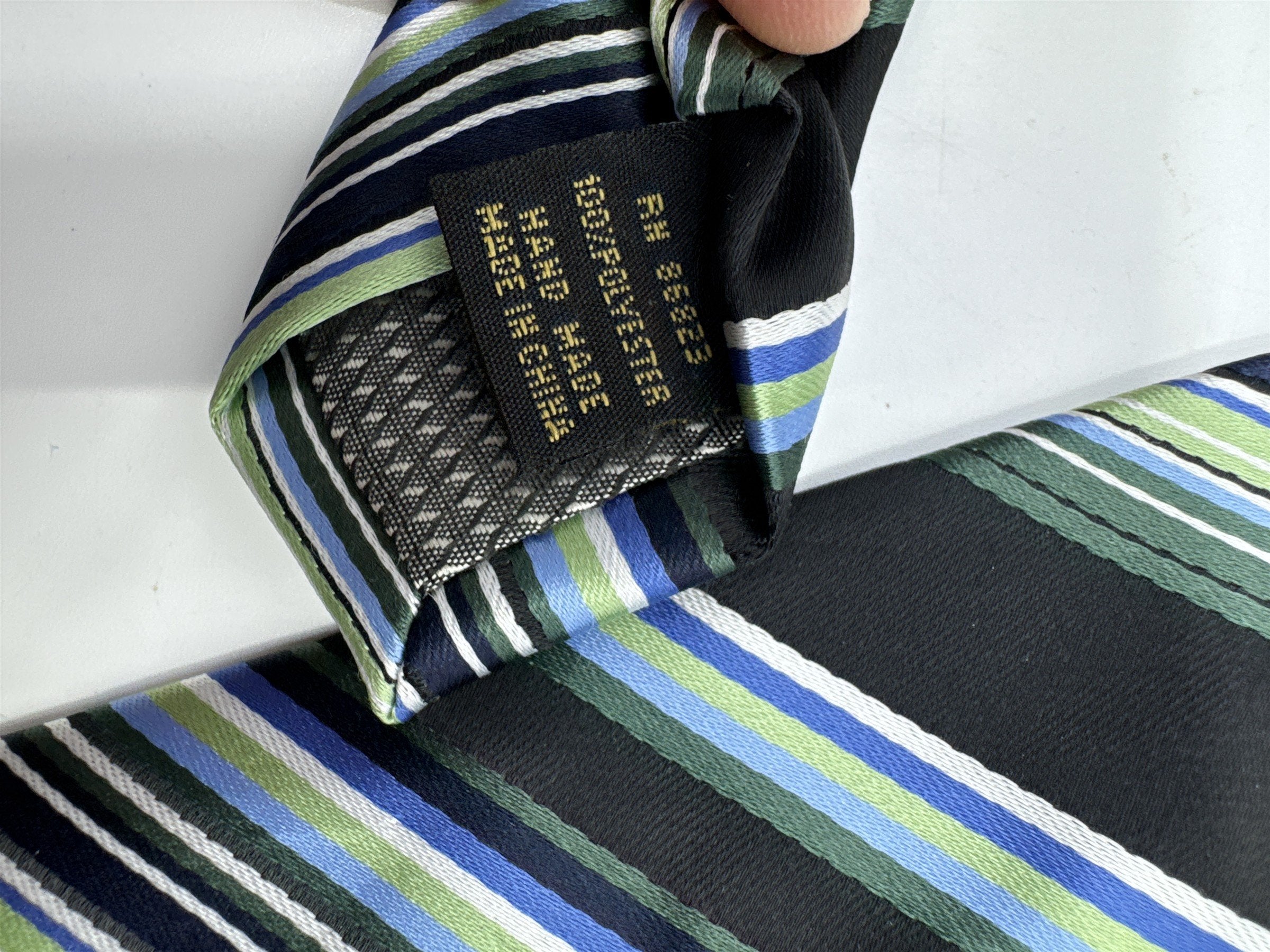 Alexander Julian Colours Black, Blue And Green Striped Men's Neck Tie