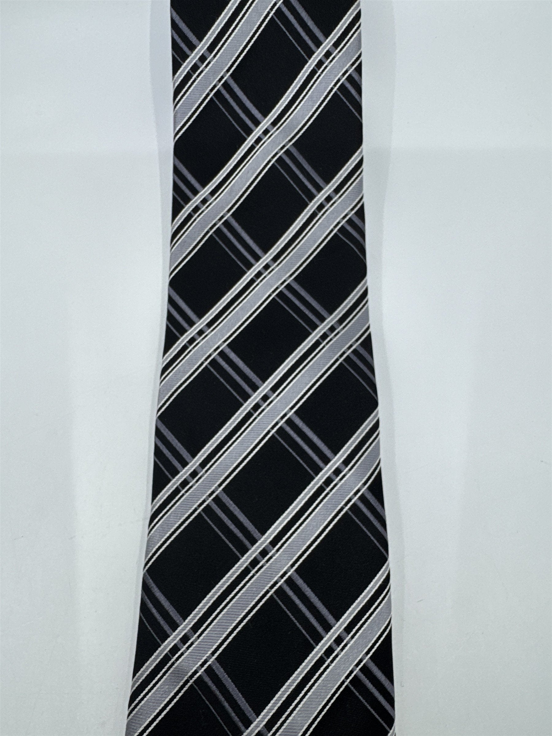 Sean John Black and Grey Striped Men's Neck Tie