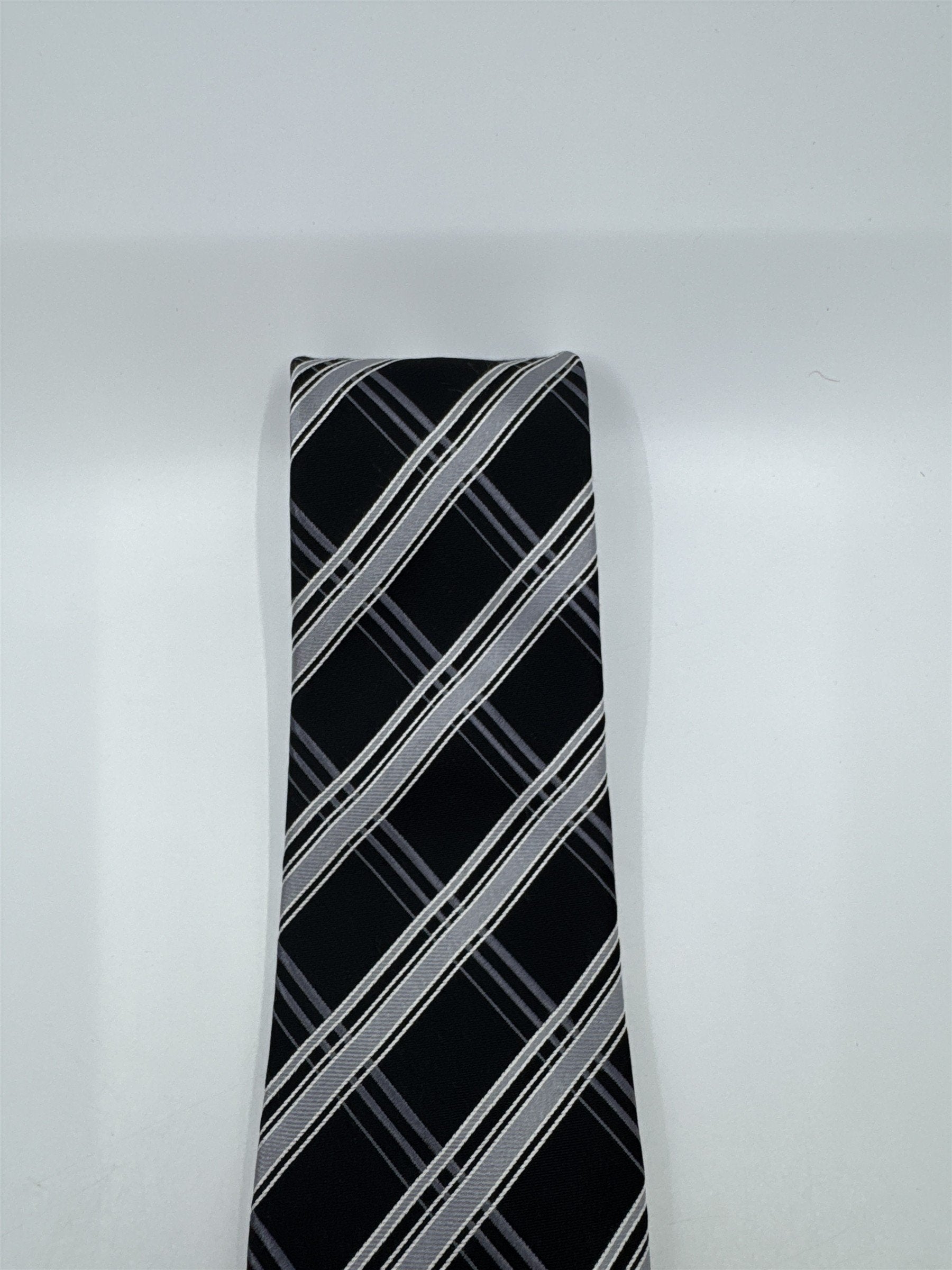 Sean John Black and Grey Striped Men's Neck Tie