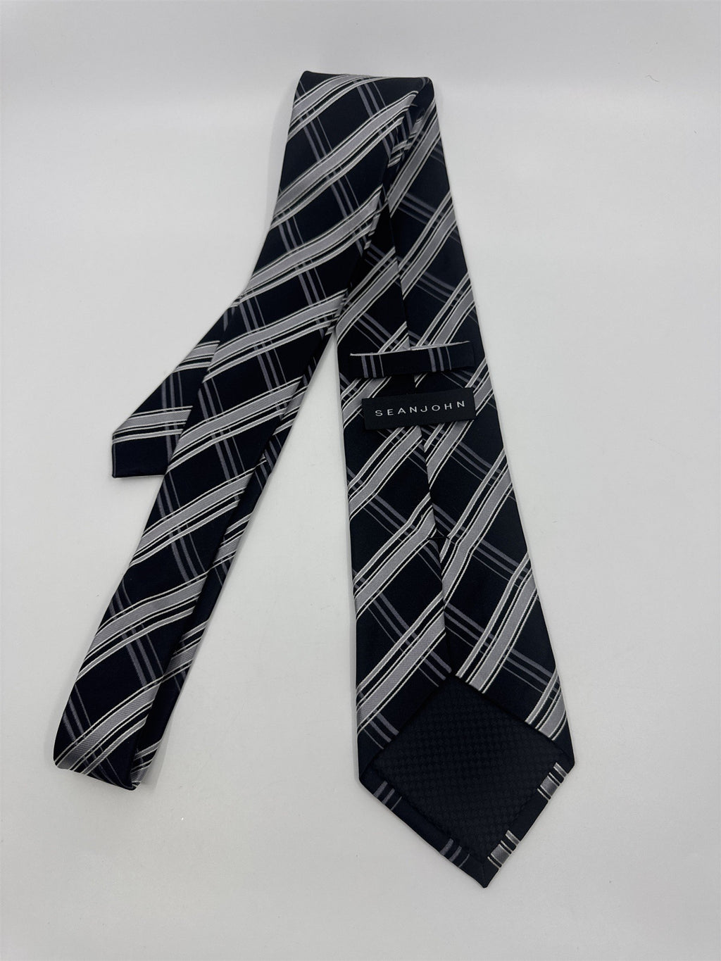 Sean John Black and Grey Striped Men's Neck Tie