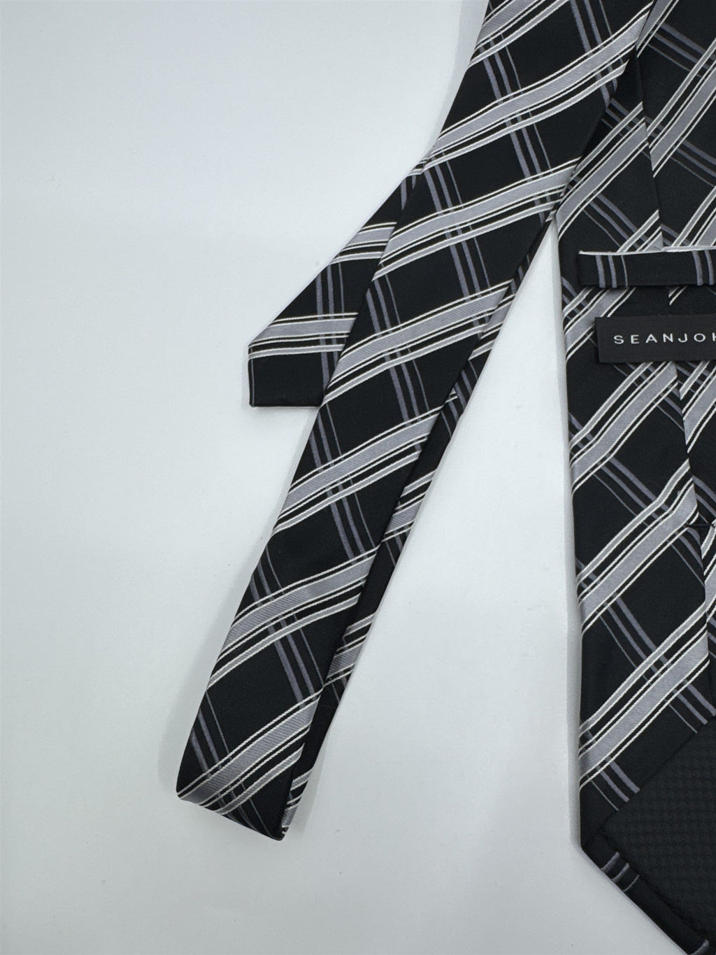 Sean John Black and Grey Striped Men's Neck Tie