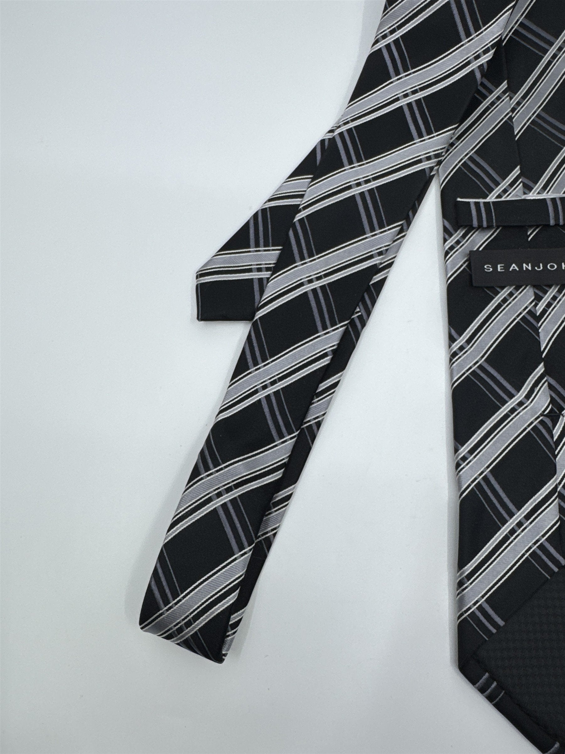 Sean John Black and Grey Striped Men's Neck Tie