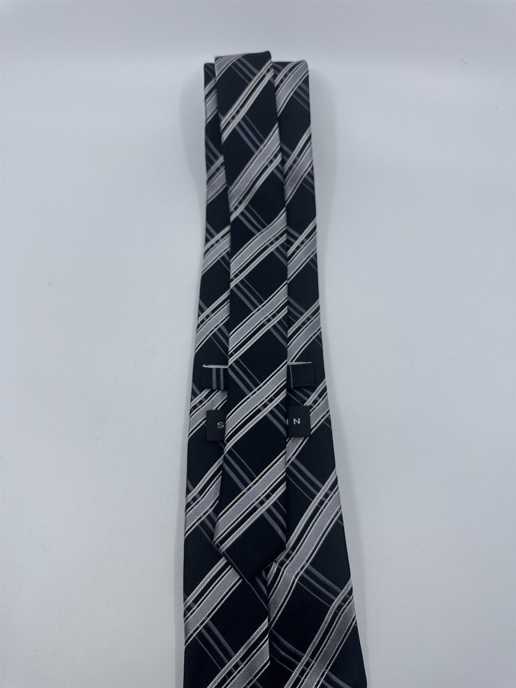 Sean John Black and Grey Striped Men's Neck Tie