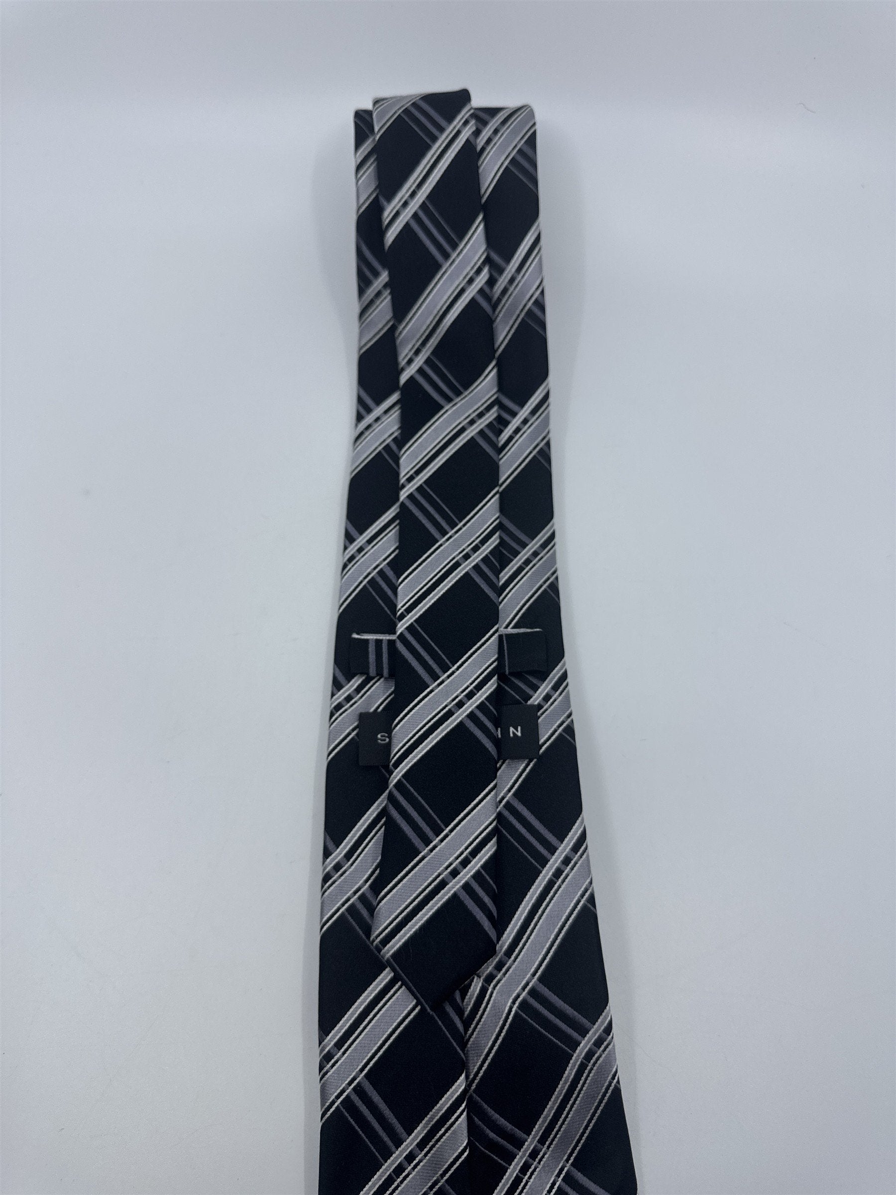 Sean John Black and Grey Striped Men's Neck Tie