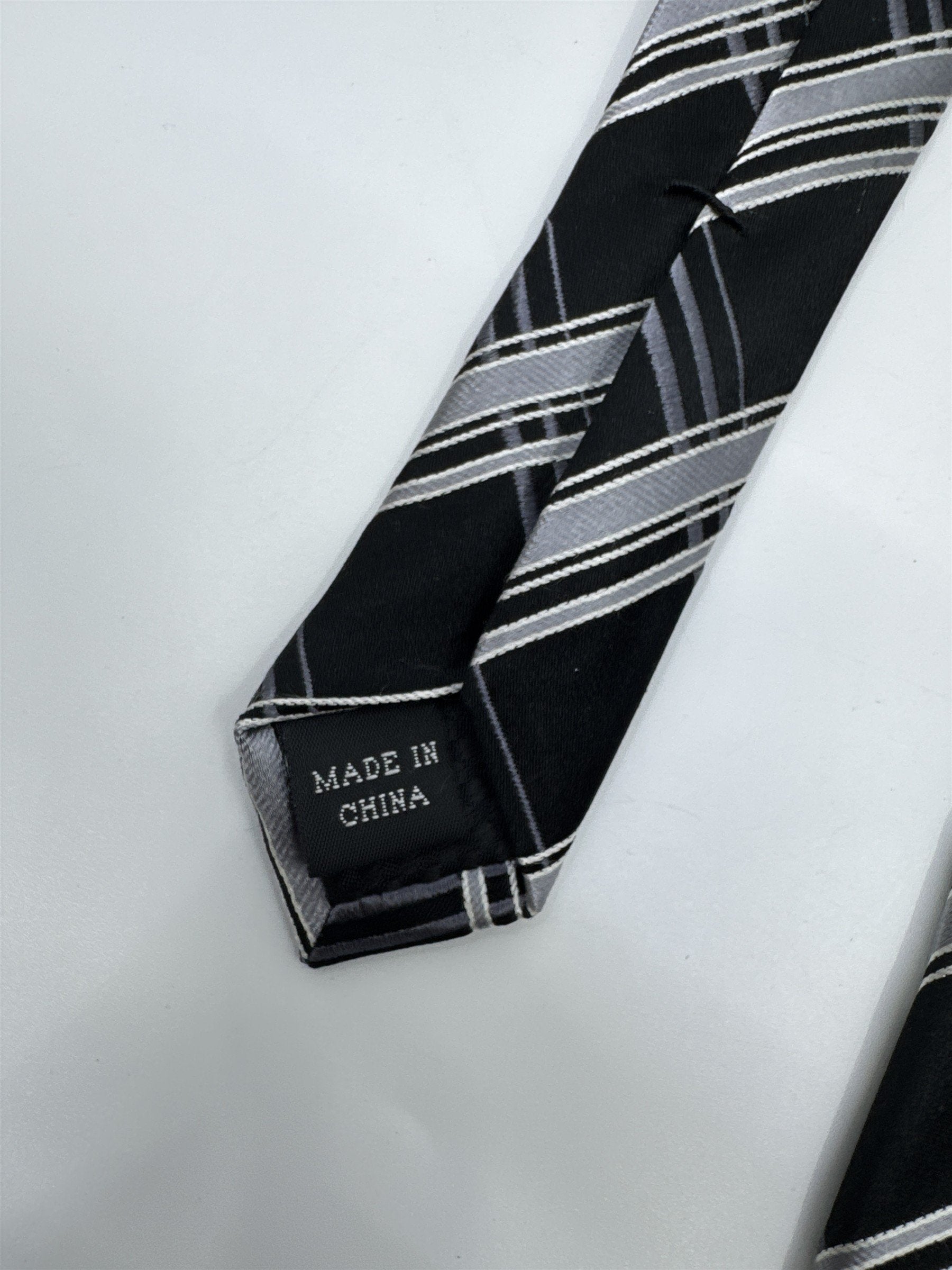 Sean John Black and Grey Striped Men's Neck Tie