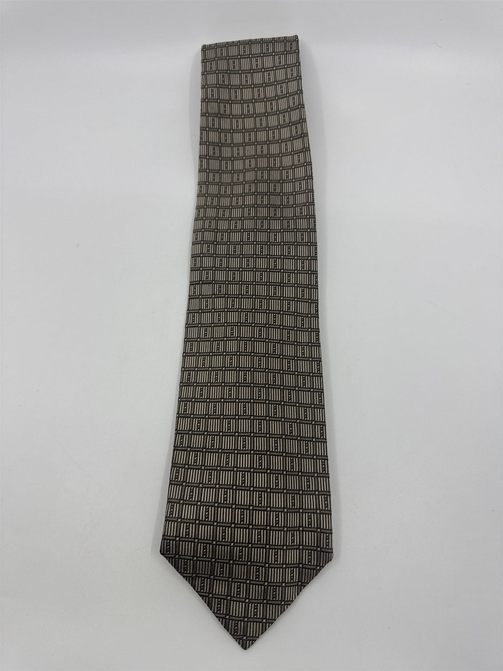 Stafford Made In Italy Gold/Creme Colored Block Pattern Men's Neck Tie