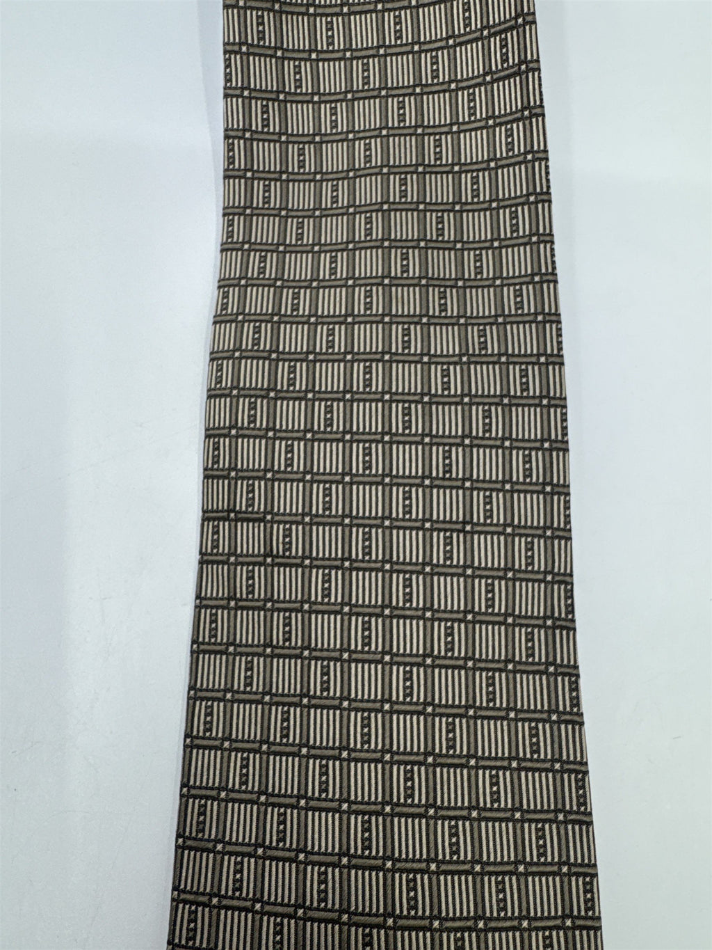 Stafford Made In Italy Gold/Creme Colored Block Pattern Men's Neck Tie