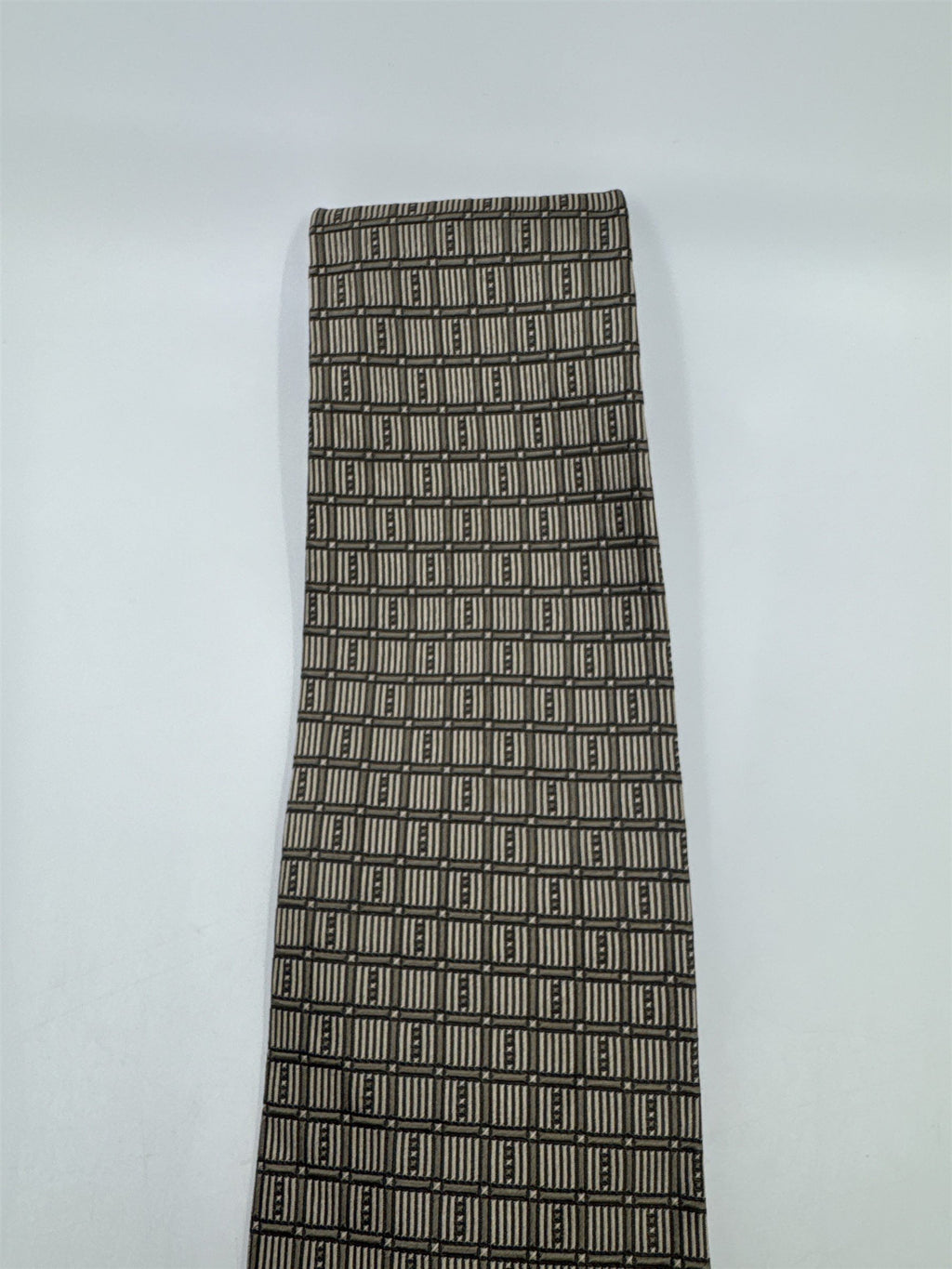 Stafford Made In Italy Gold/Creme Colored Block Pattern Men's Neck Tie