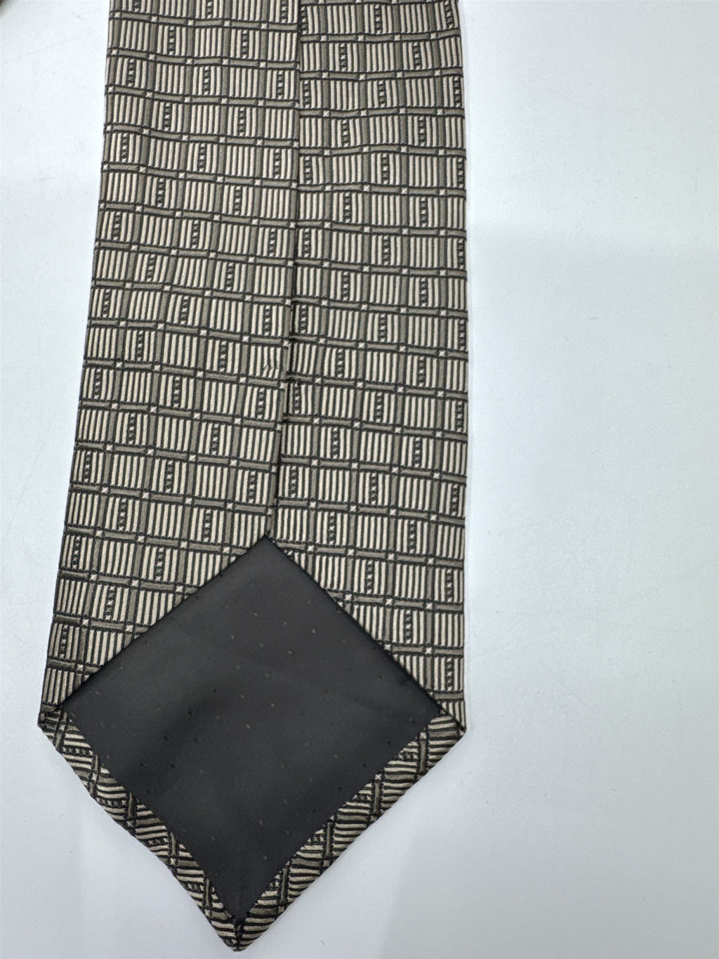 Stafford Made In Italy Gold/Creme Colored Block Pattern Men's Neck Tie