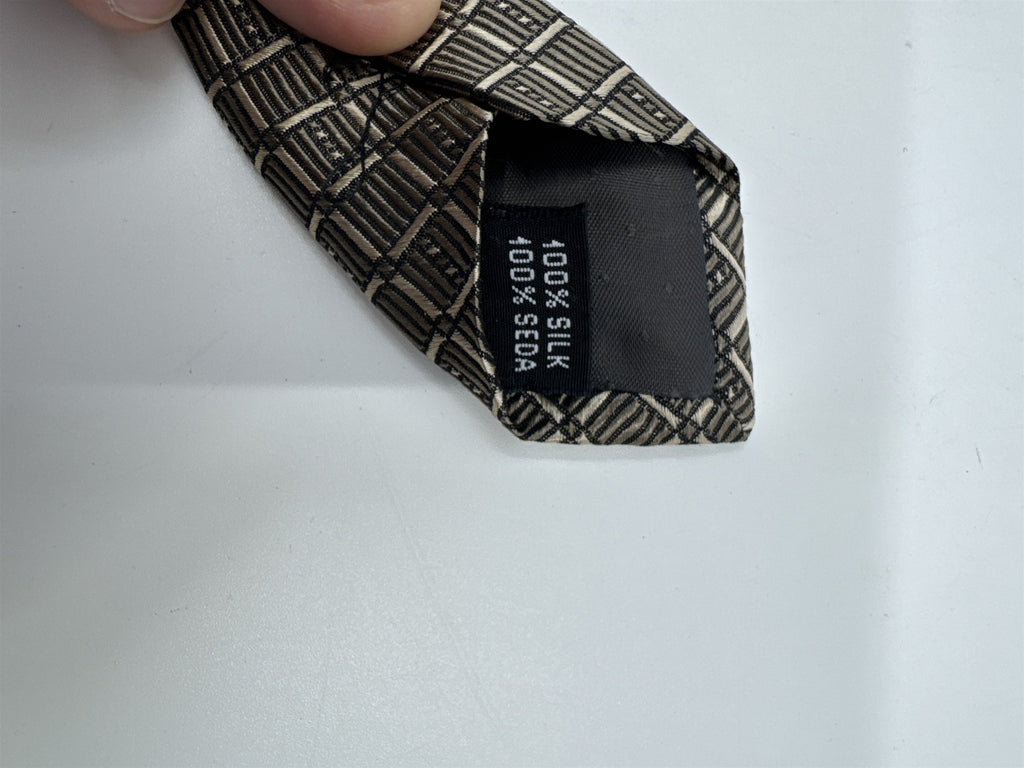Stafford Made In Italy Gold/Creme Colored Block Pattern Men's Neck Tie