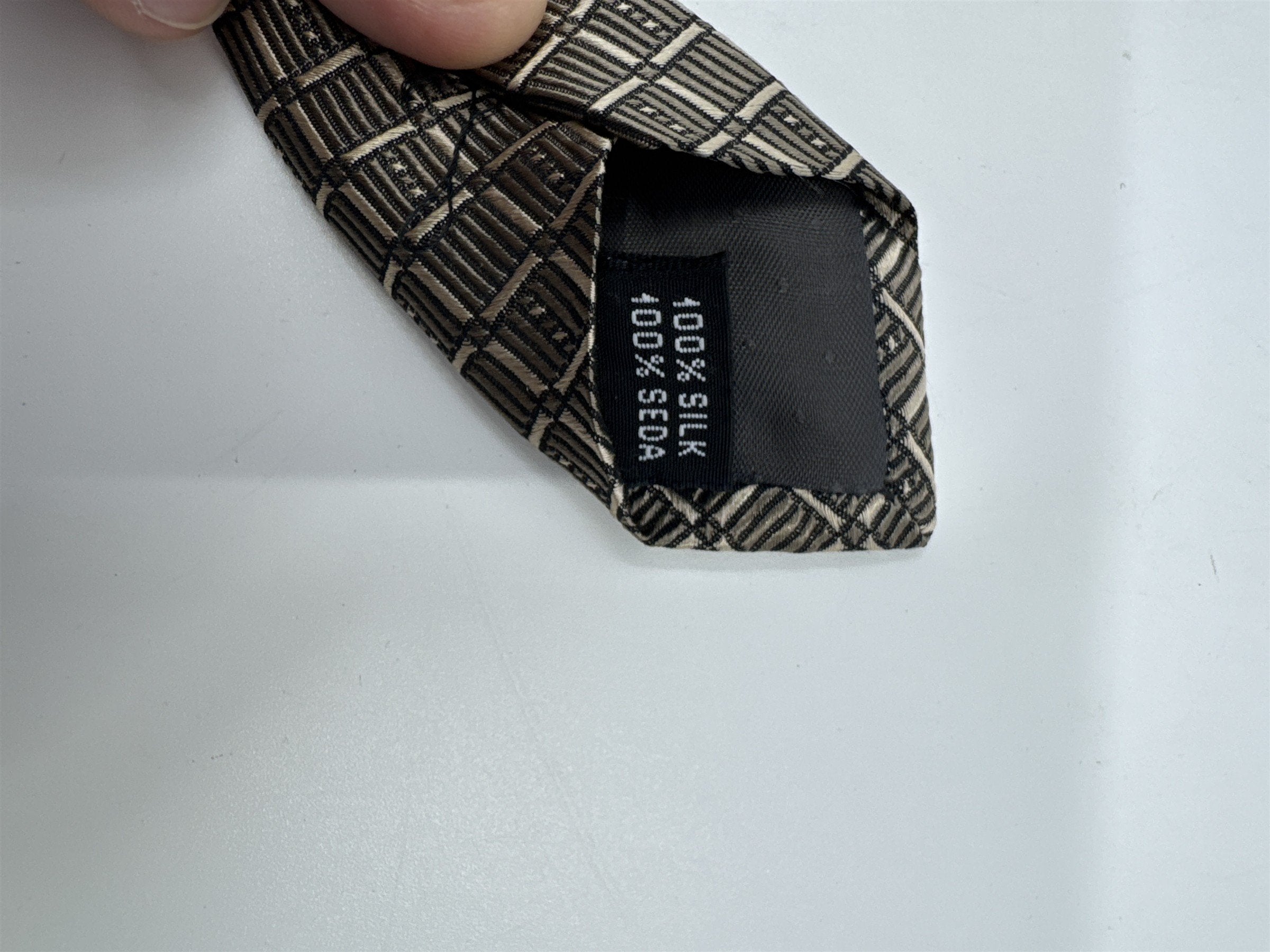 Stafford Made In Italy Gold/Creme Colored Block Pattern Men's Neck Tie