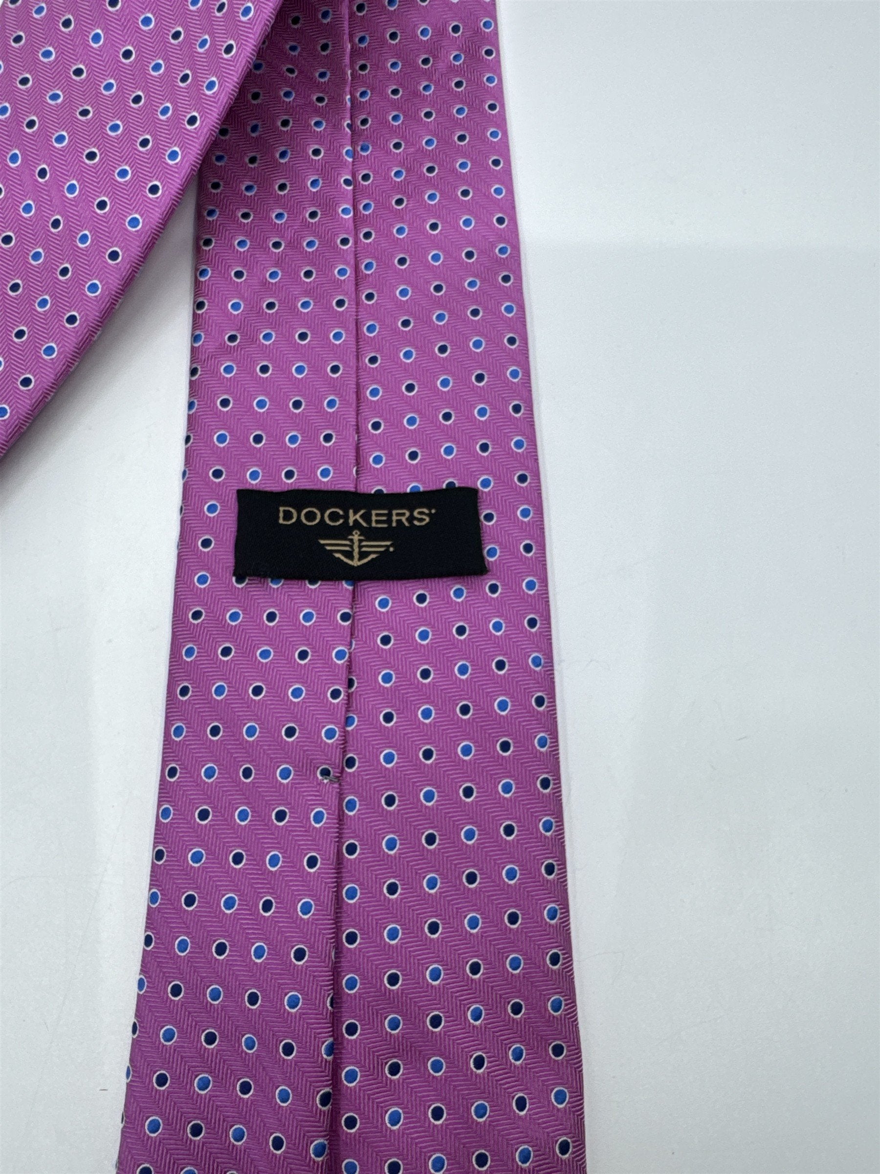 Dockers Pink Men's Neck Tie W/ Blue Circles