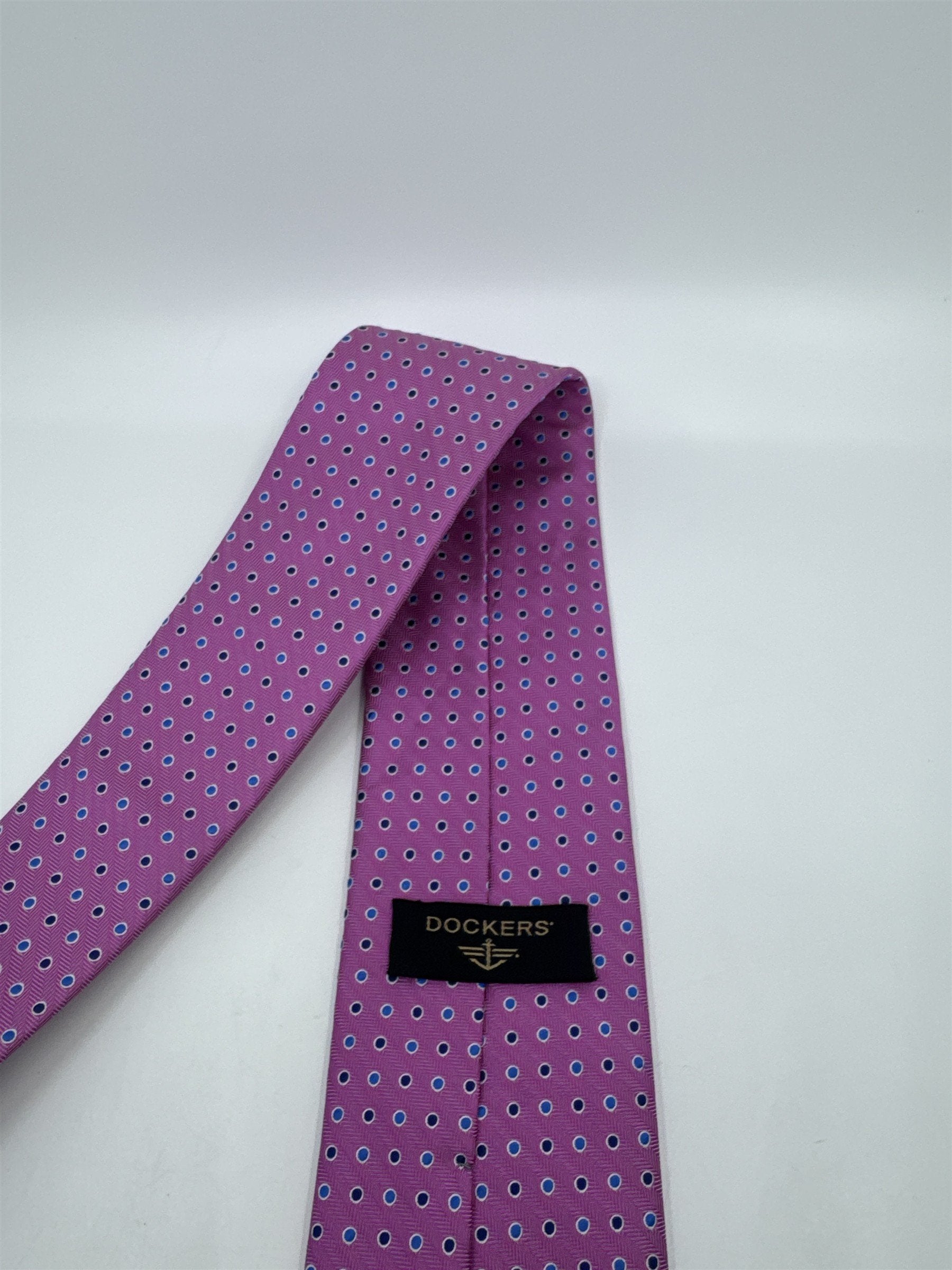 Dockers Pink Men's Neck Tie W/ Blue Circles