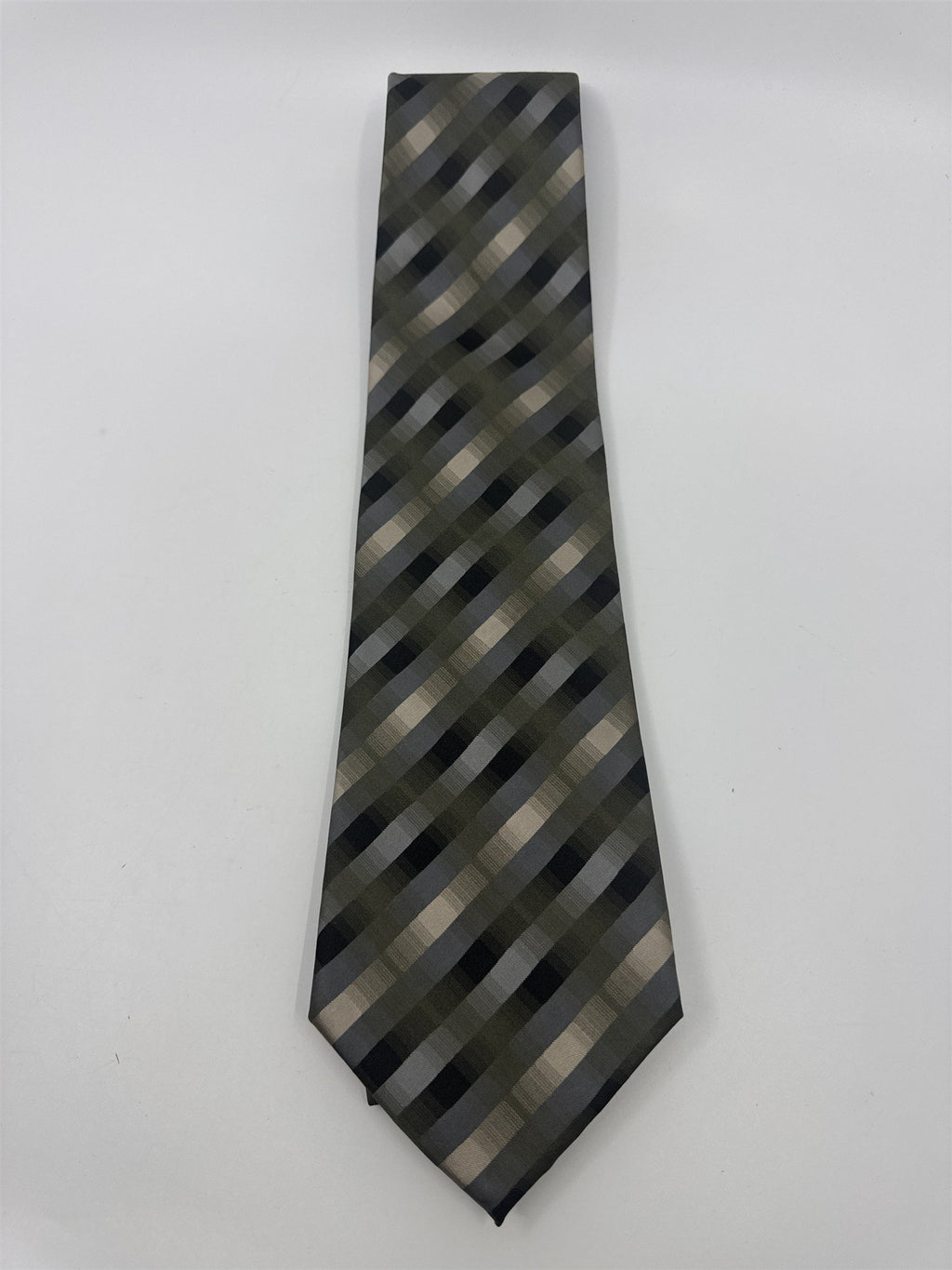 Green, Gold and Black Striped Van Heusen Men's Neck Tie