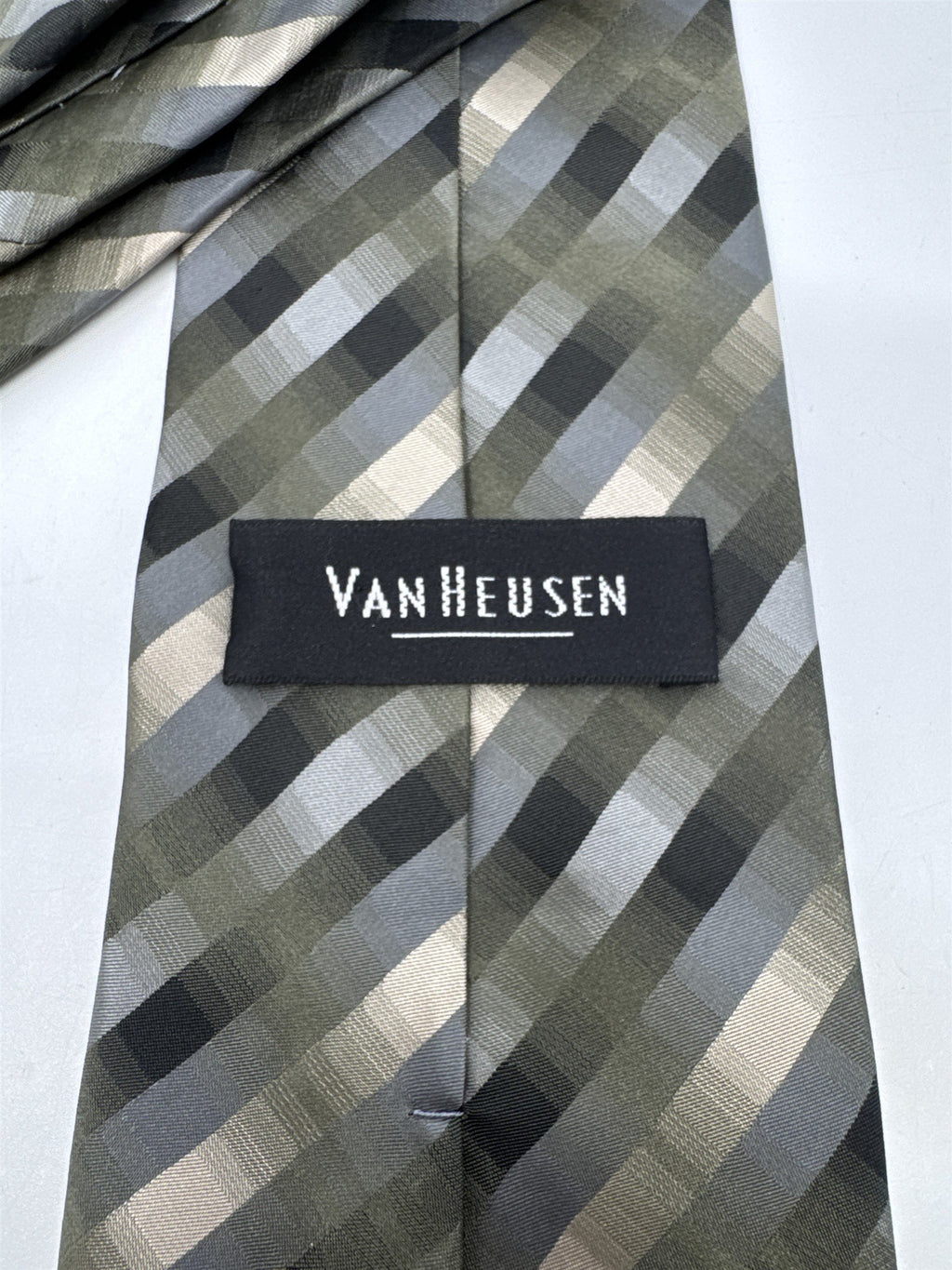 Green, Gold and Black Striped Van Heusen Men's Neck Tie