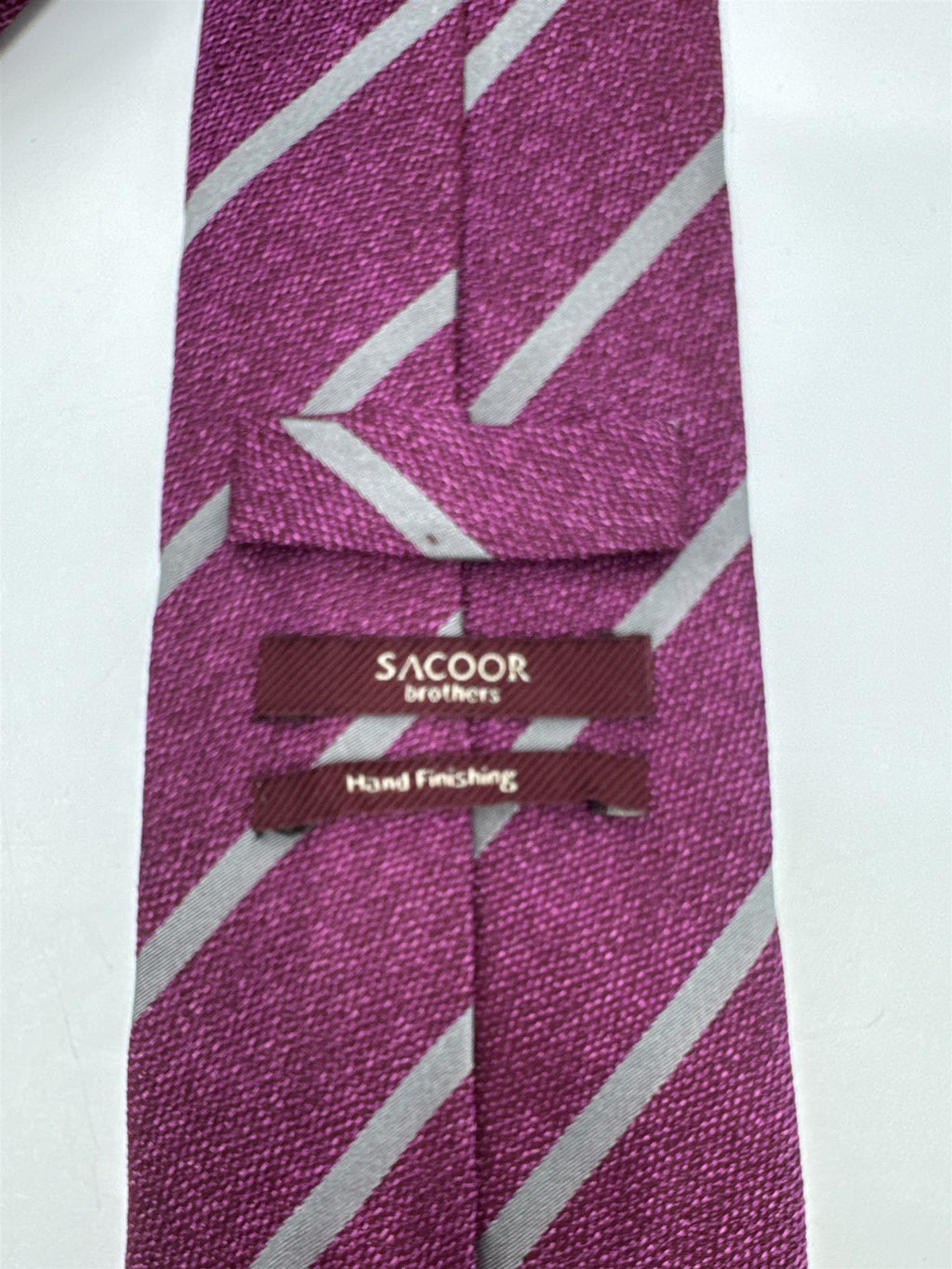 Purple and Grey Sacoor Brothers Men's Neck Tie Striped