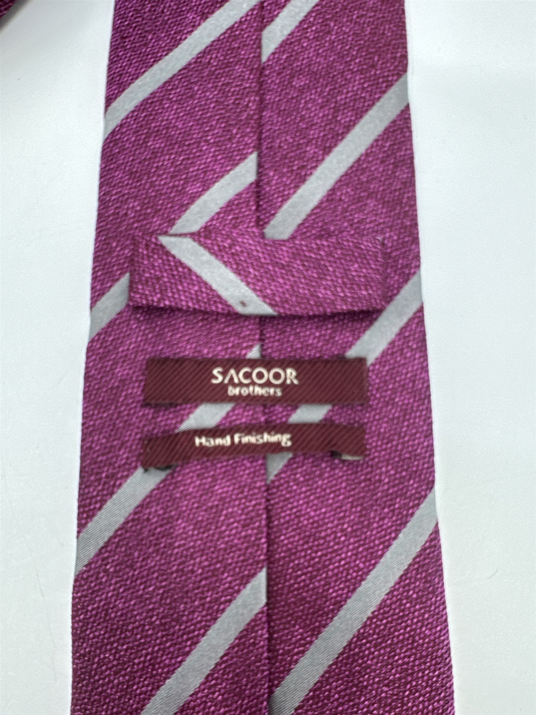 Purple and Grey Sacoor Brothers Men's Neck Tie Striped