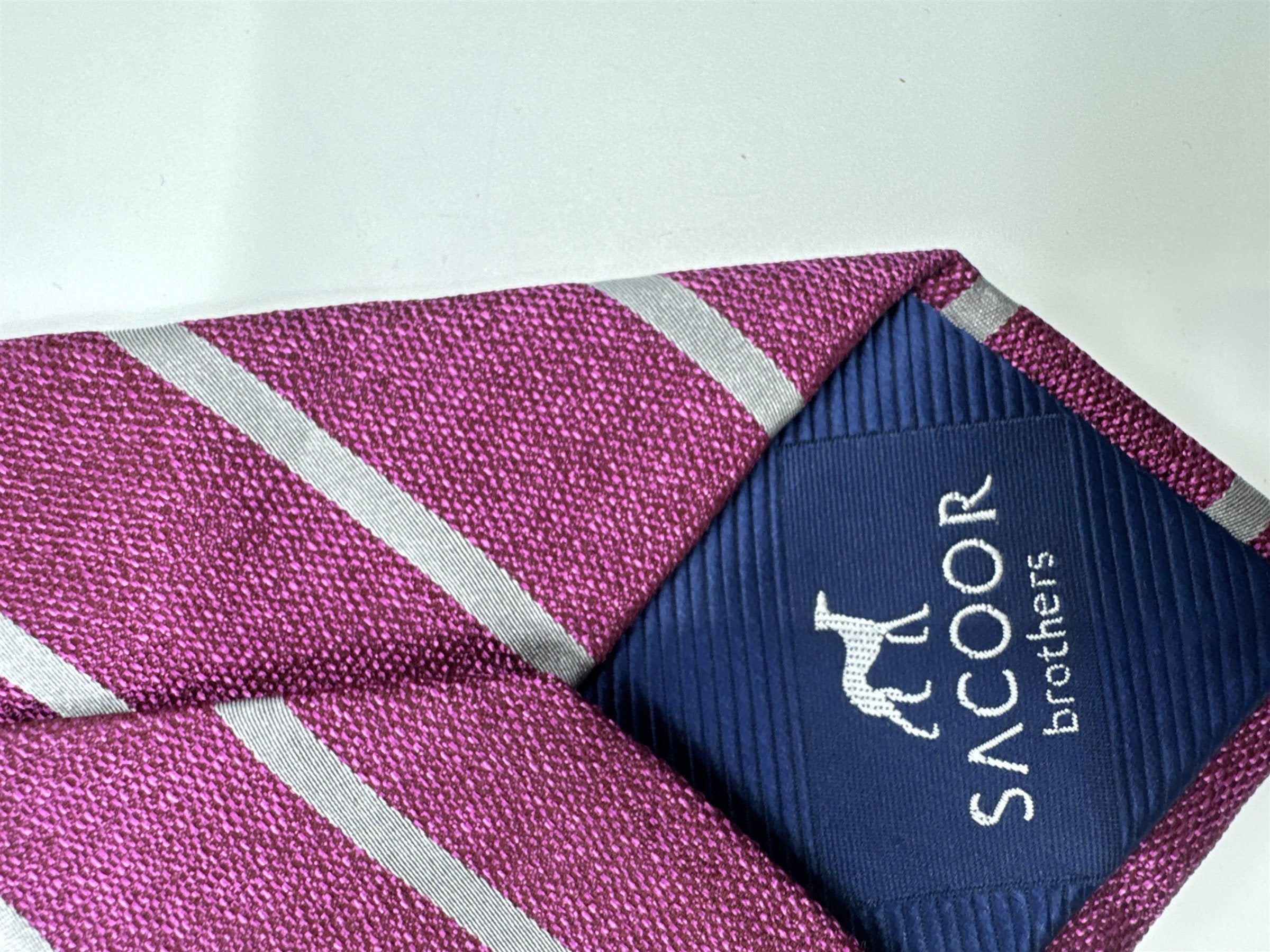 Purple and Grey Sacoor Brothers Men's Neck Tie Striped
