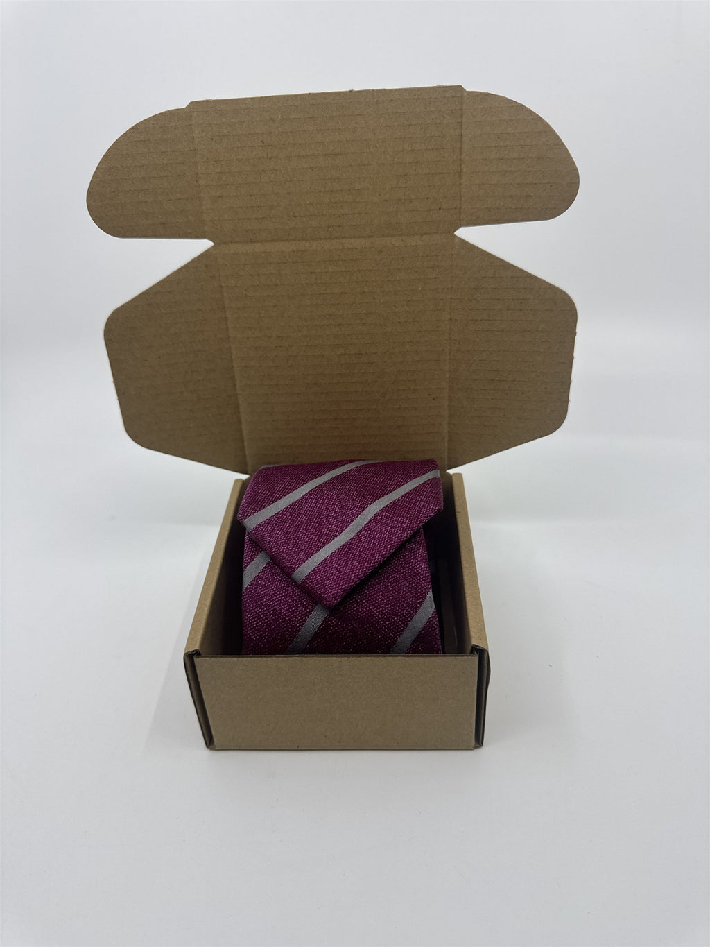 Purple and Grey Sacoor Brothers Men's Neck Tie Striped