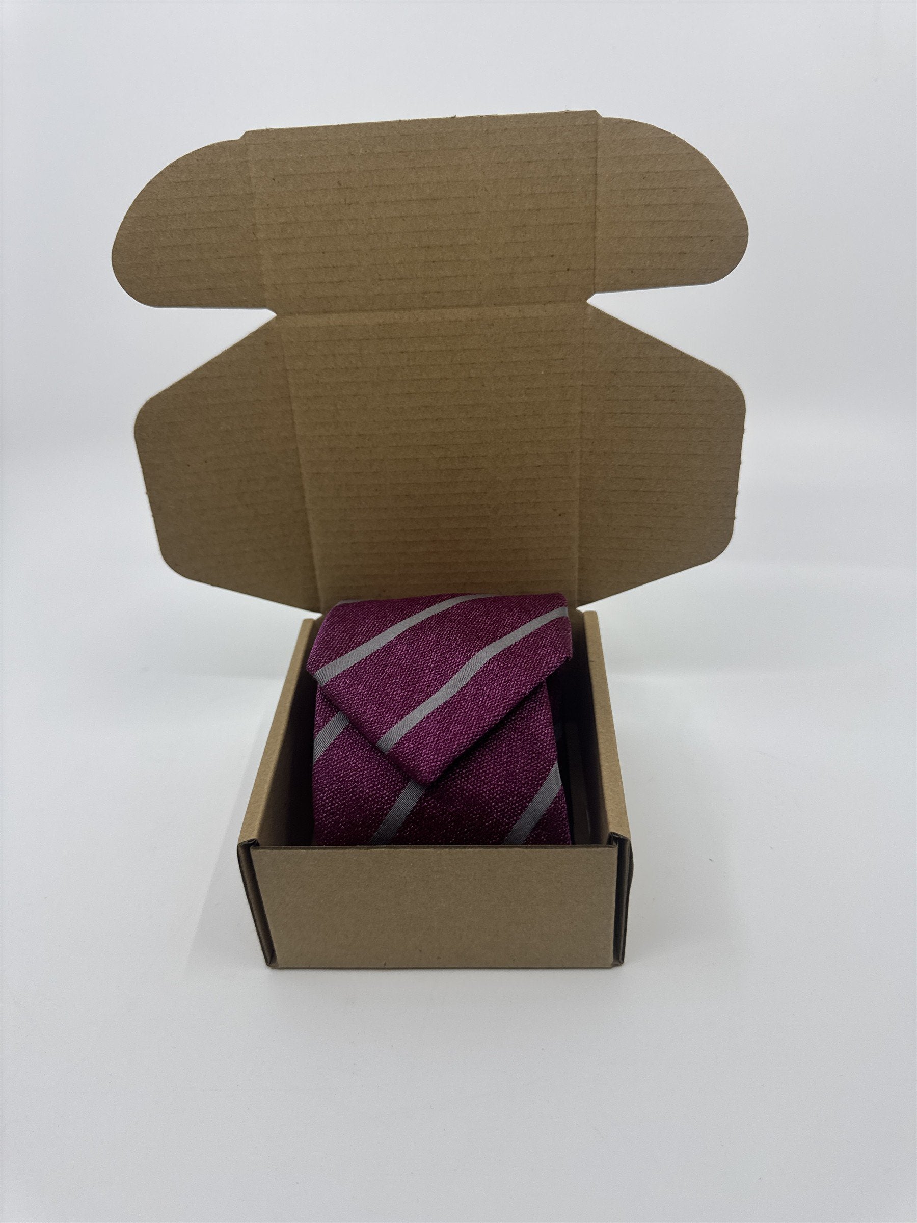 Purple and Grey Sacoor Brothers Men's Neck Tie Striped
