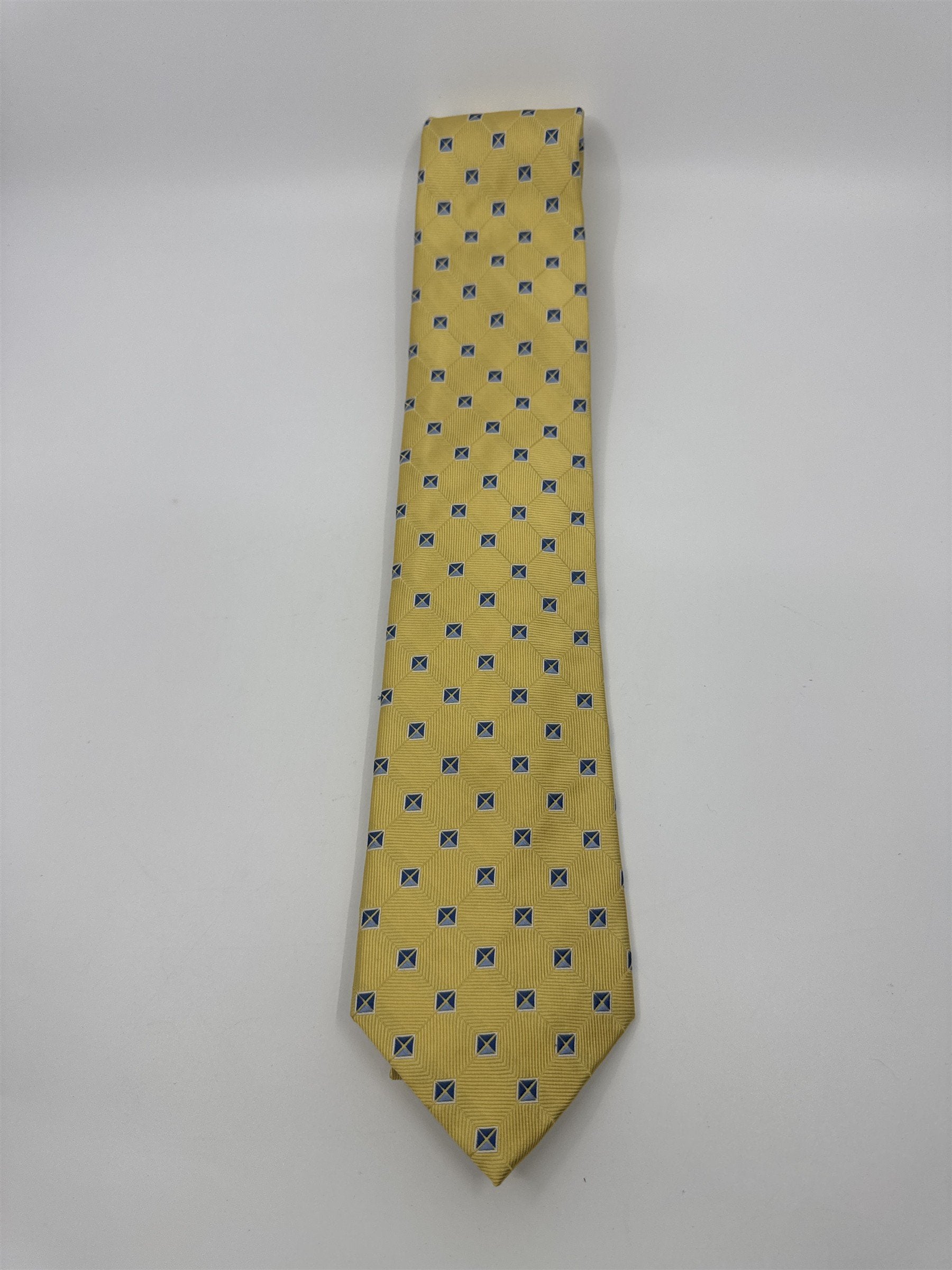 Jos. A. Bank Executive Collection Yellow Men's Neck Tie W/ Blue Squares