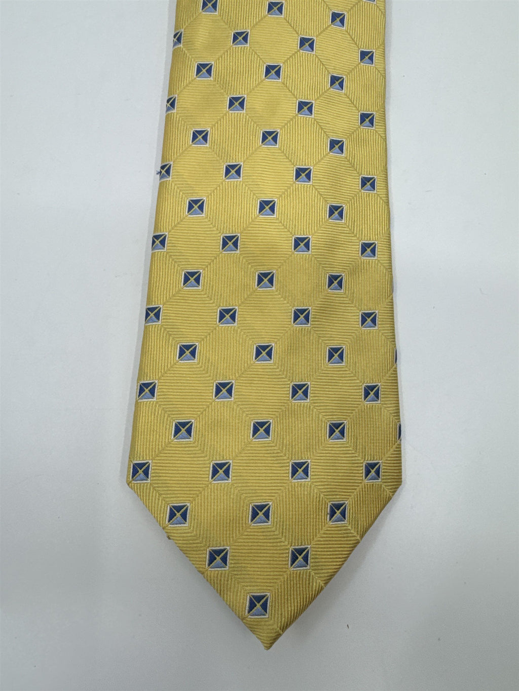 Jos. A. Bank Executive Collection Yellow Men's Neck Tie W/ Blue Squares