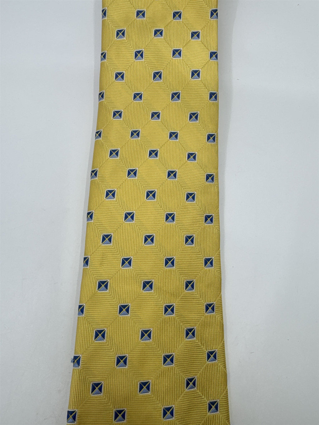 Jos. A. Bank Executive Collection Yellow Men's Neck Tie W/ Blue Squares