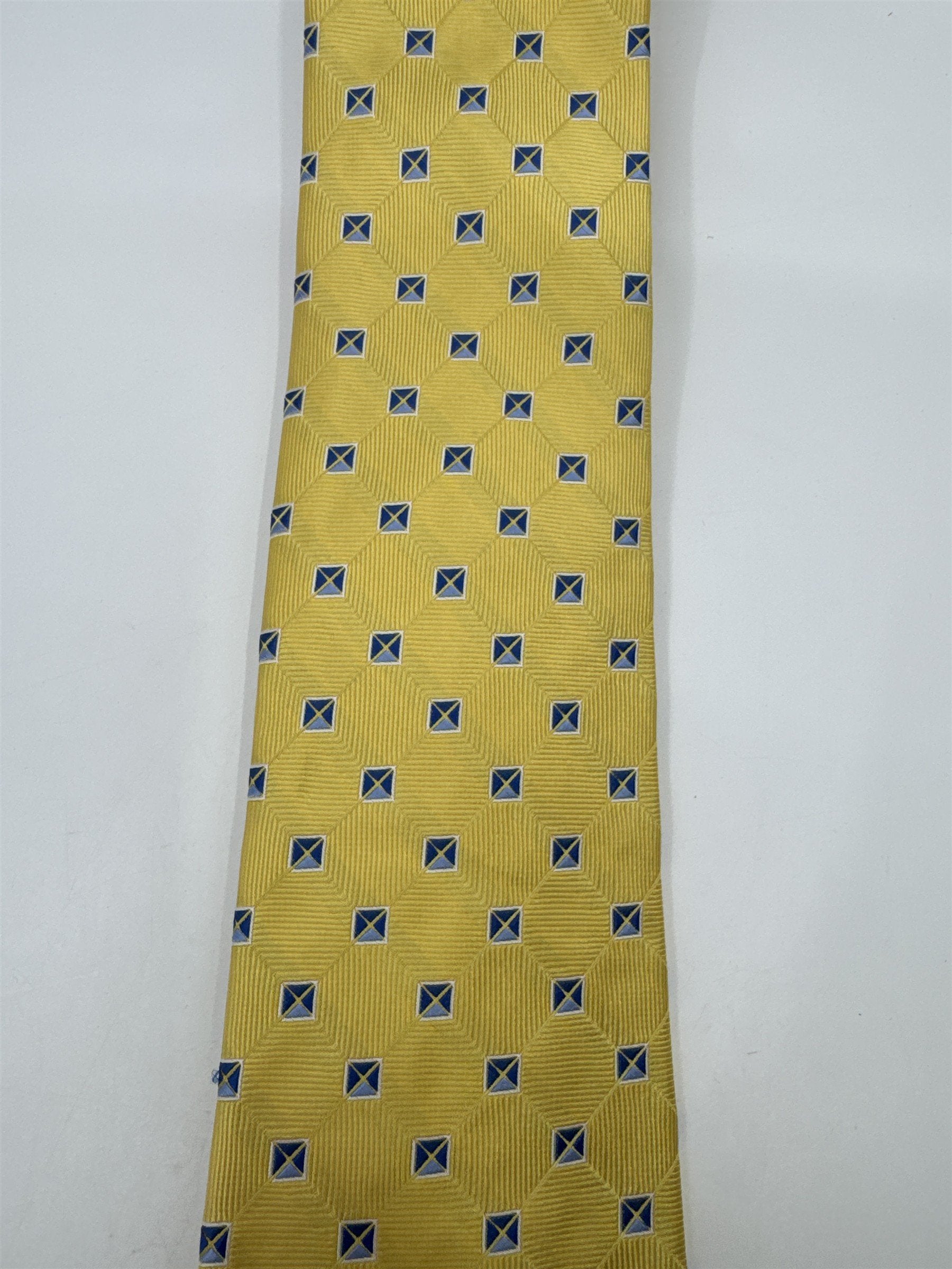 Jos. A. Bank Executive Collection Yellow Men's Neck Tie W/ Blue Squares
