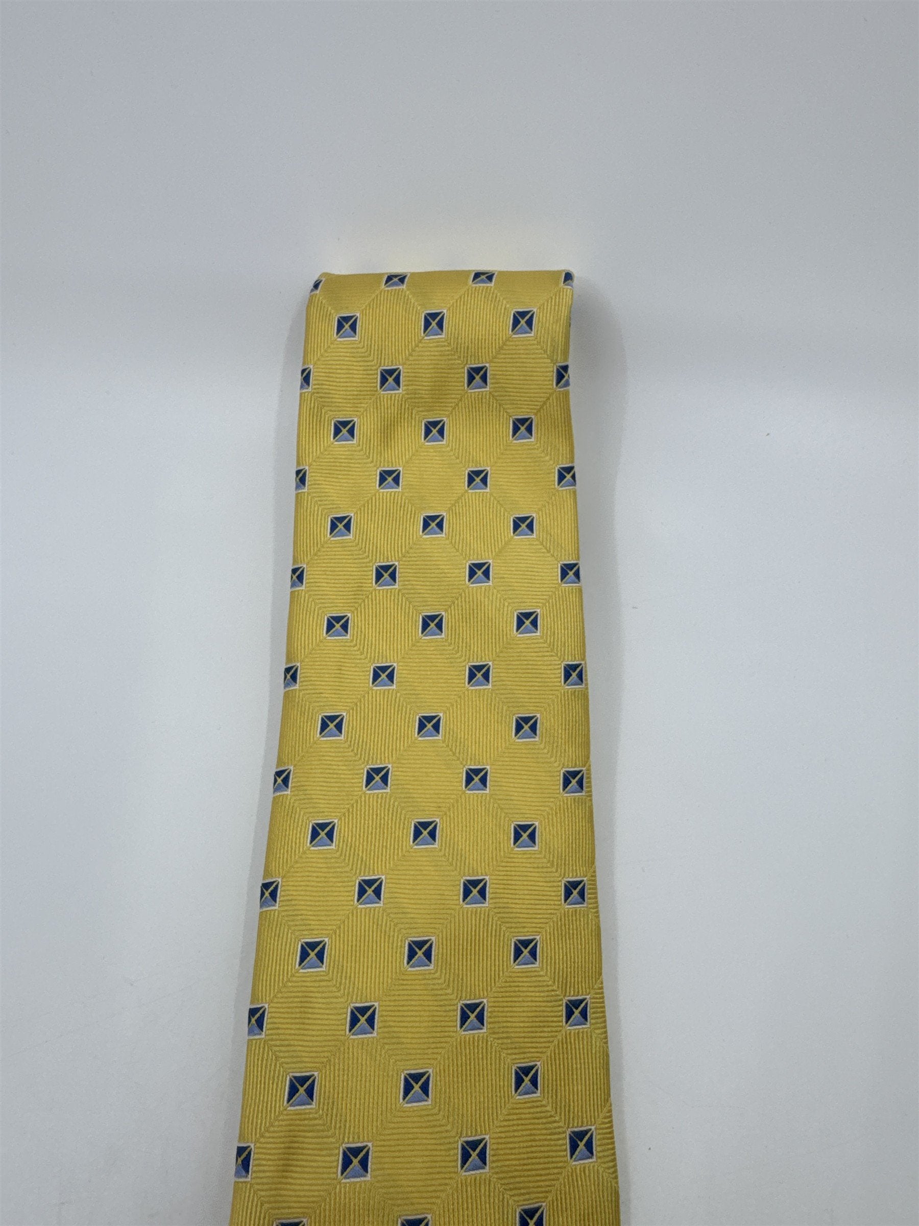 Jos. A. Bank Executive Collection Yellow Men's Neck Tie W/ Blue Squares