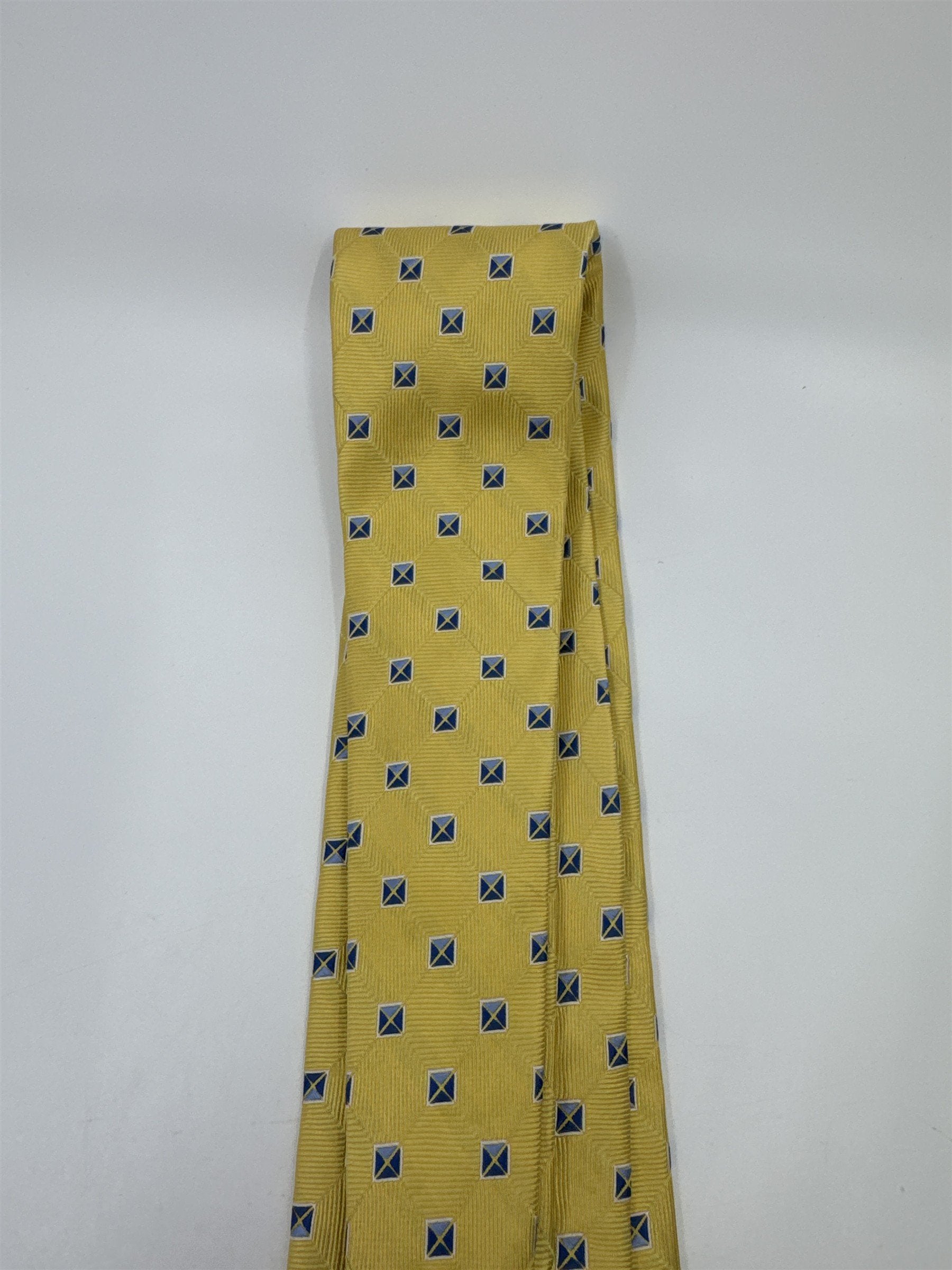 Jos. A. Bank Executive Collection Yellow Men's Neck Tie W/ Blue Squares