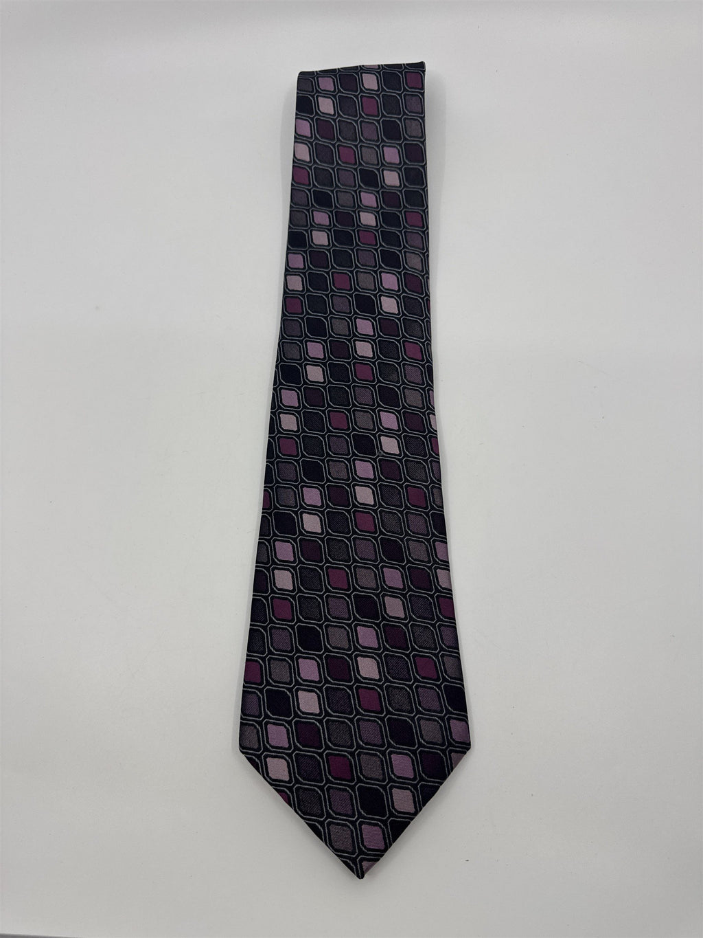 Stafford Essentials Purple And Pink Block Pattern Men's Neck Tie
