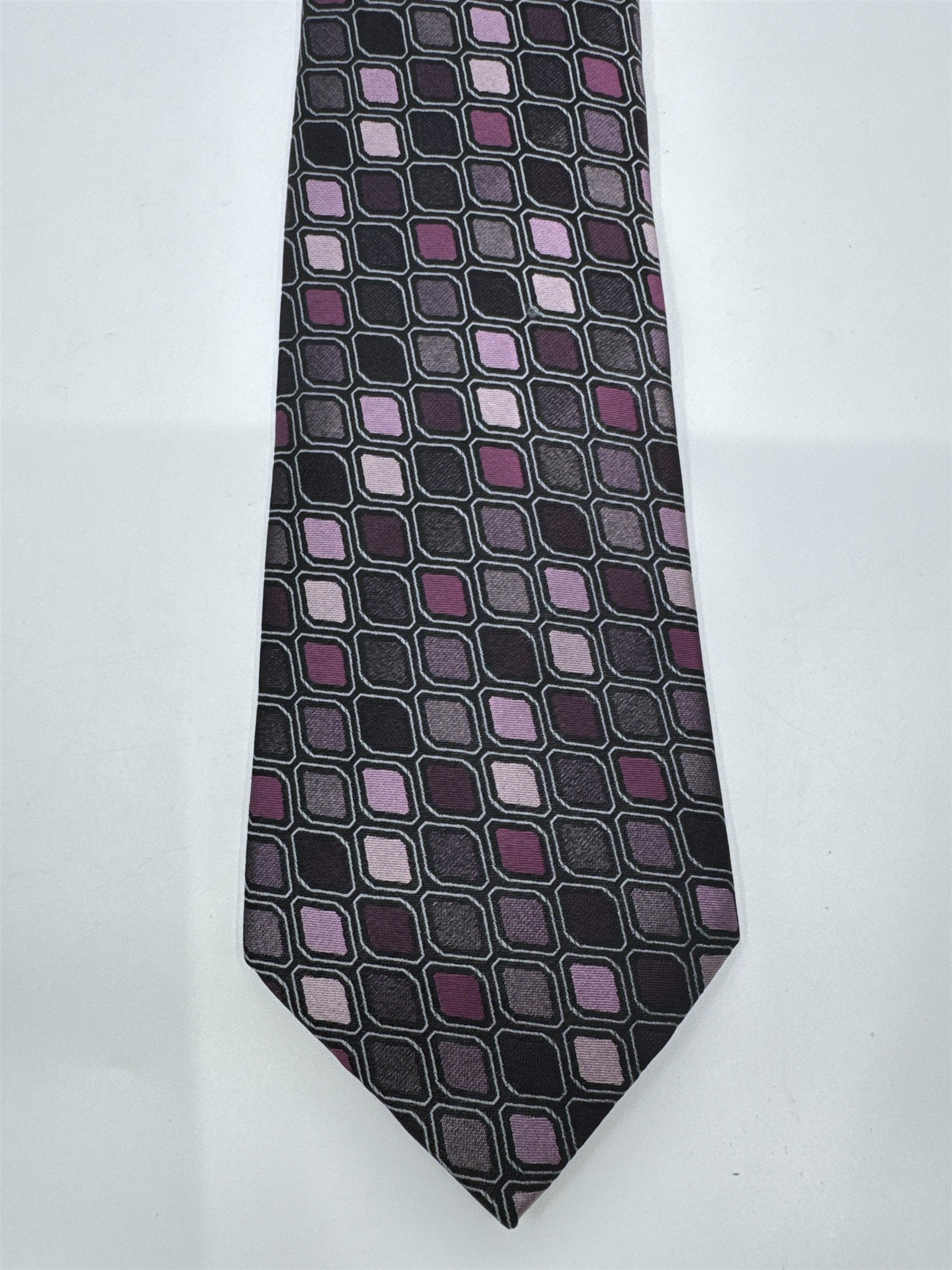 Stafford Essentials Purple And Pink Block Pattern Men's Neck Tie
