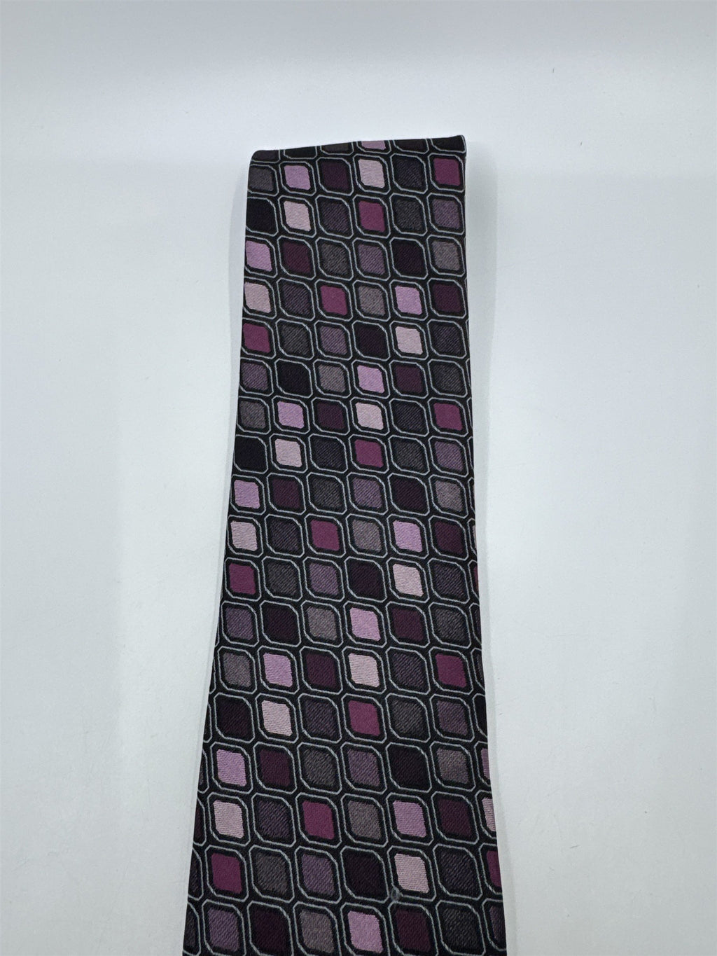 Stafford Essentials Purple And Pink Block Pattern Men's Neck Tie
