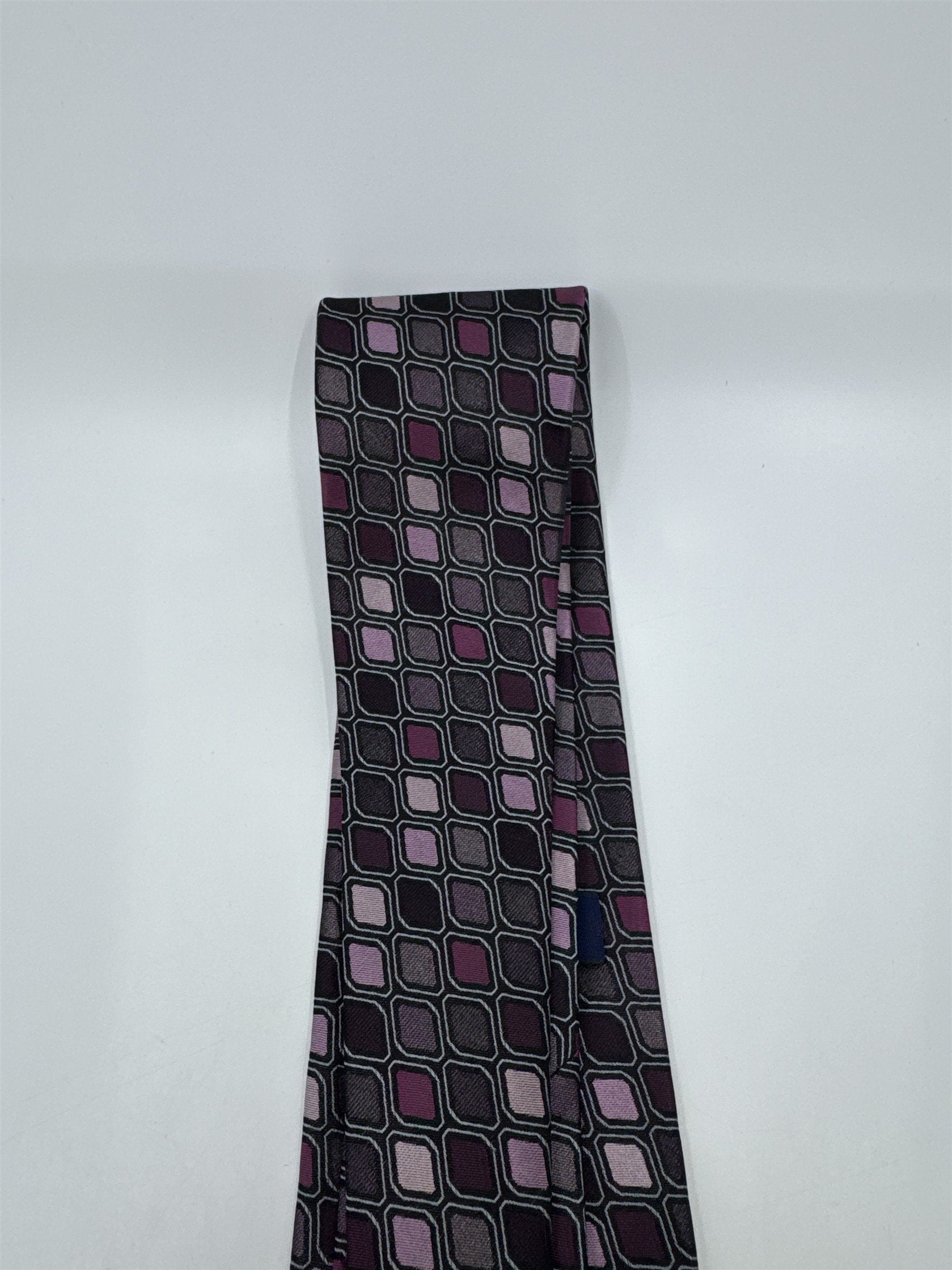 Stafford Essentials Purple And Pink Block Pattern Men's Neck Tie