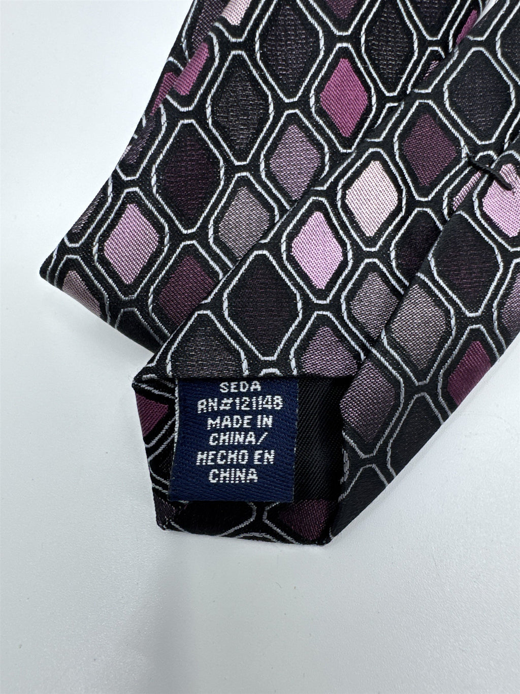 Stafford Essentials Purple And Pink Block Pattern Men's Neck Tie